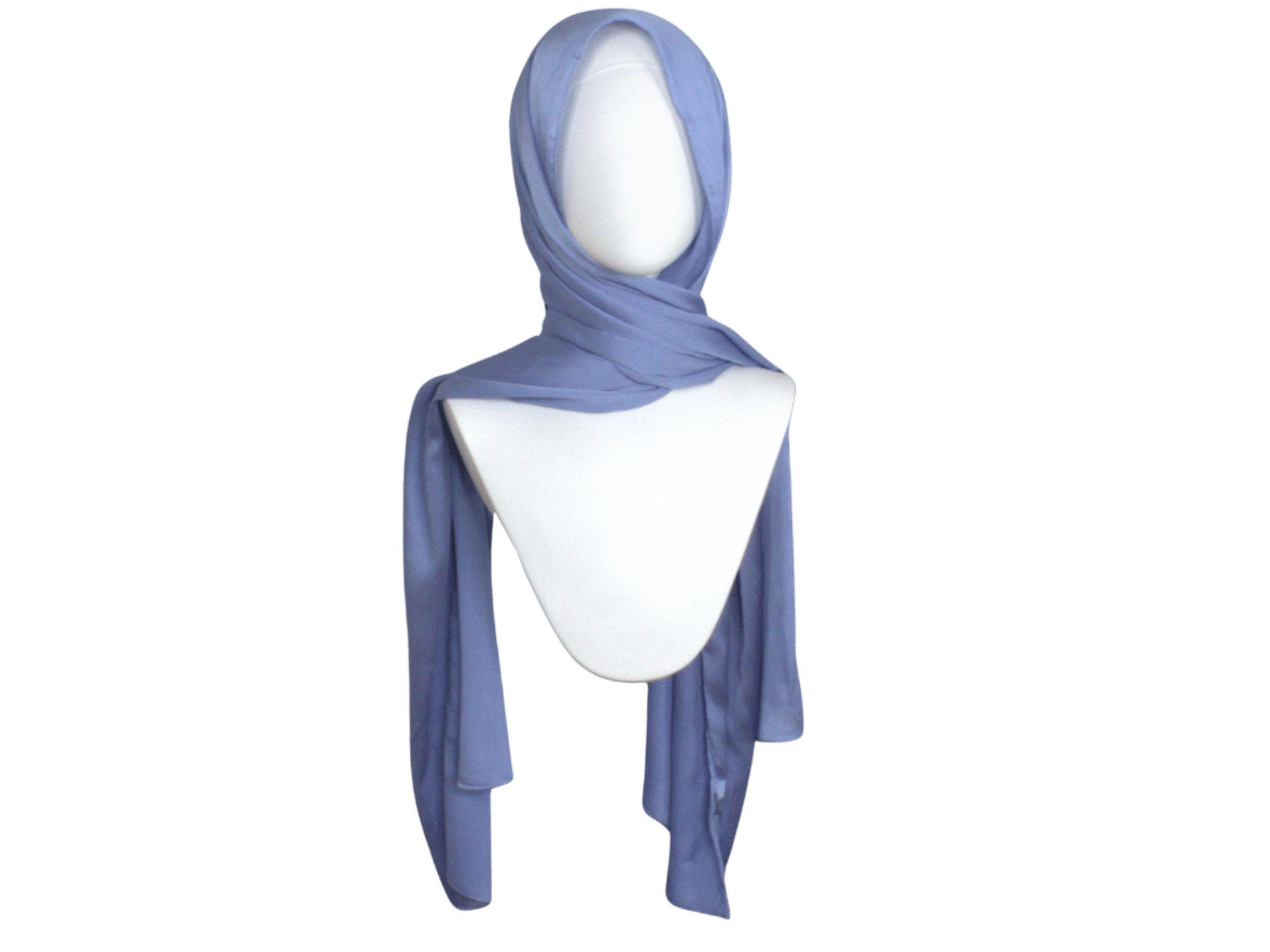 Periwinkle Satin Crinkle Hijab, Violet Blue Formal Scarf - image 4