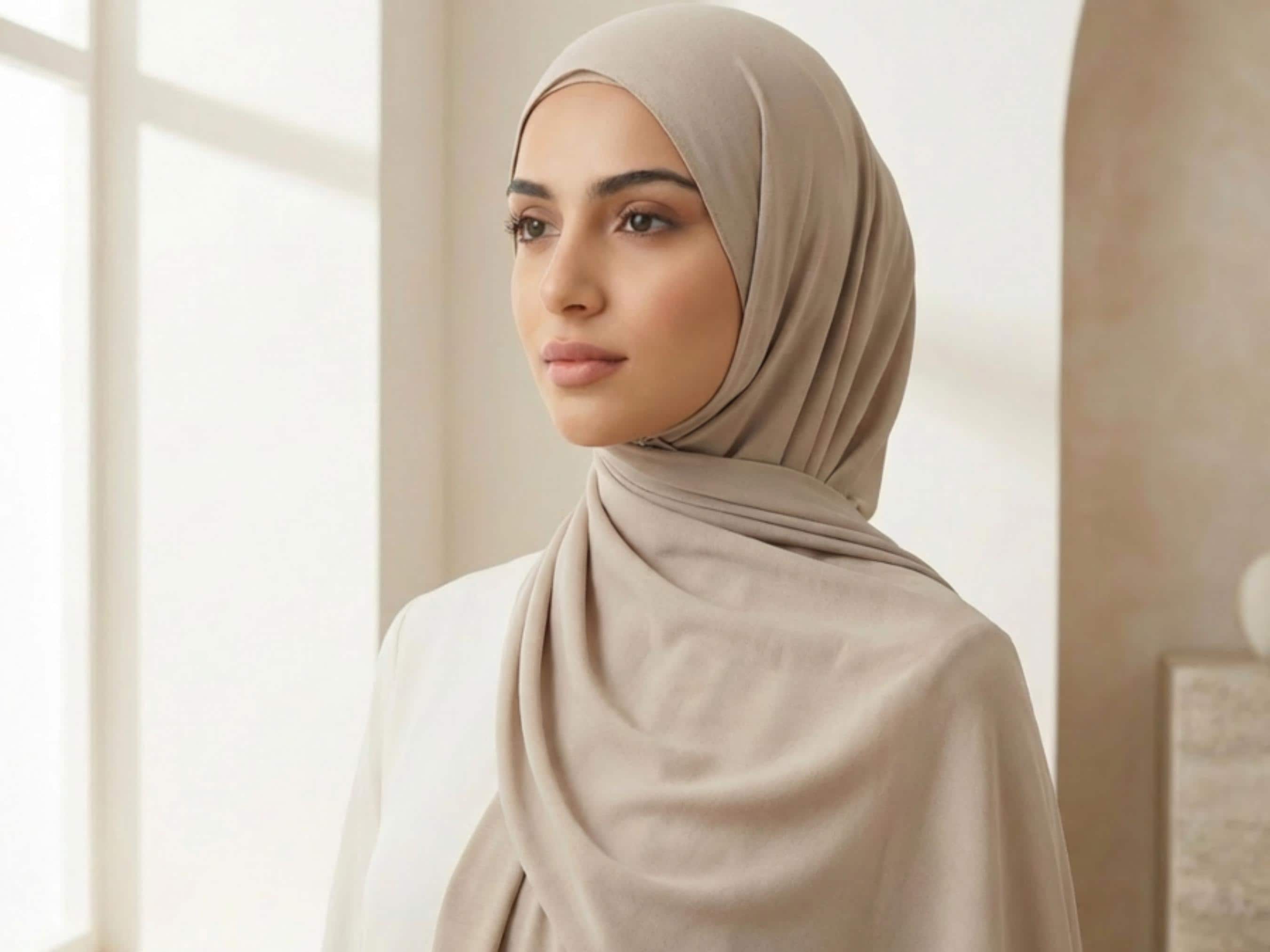 Neutral Bamboo Modal Hijab: Soft, Breathable, Non-Slip - 70" x 27"