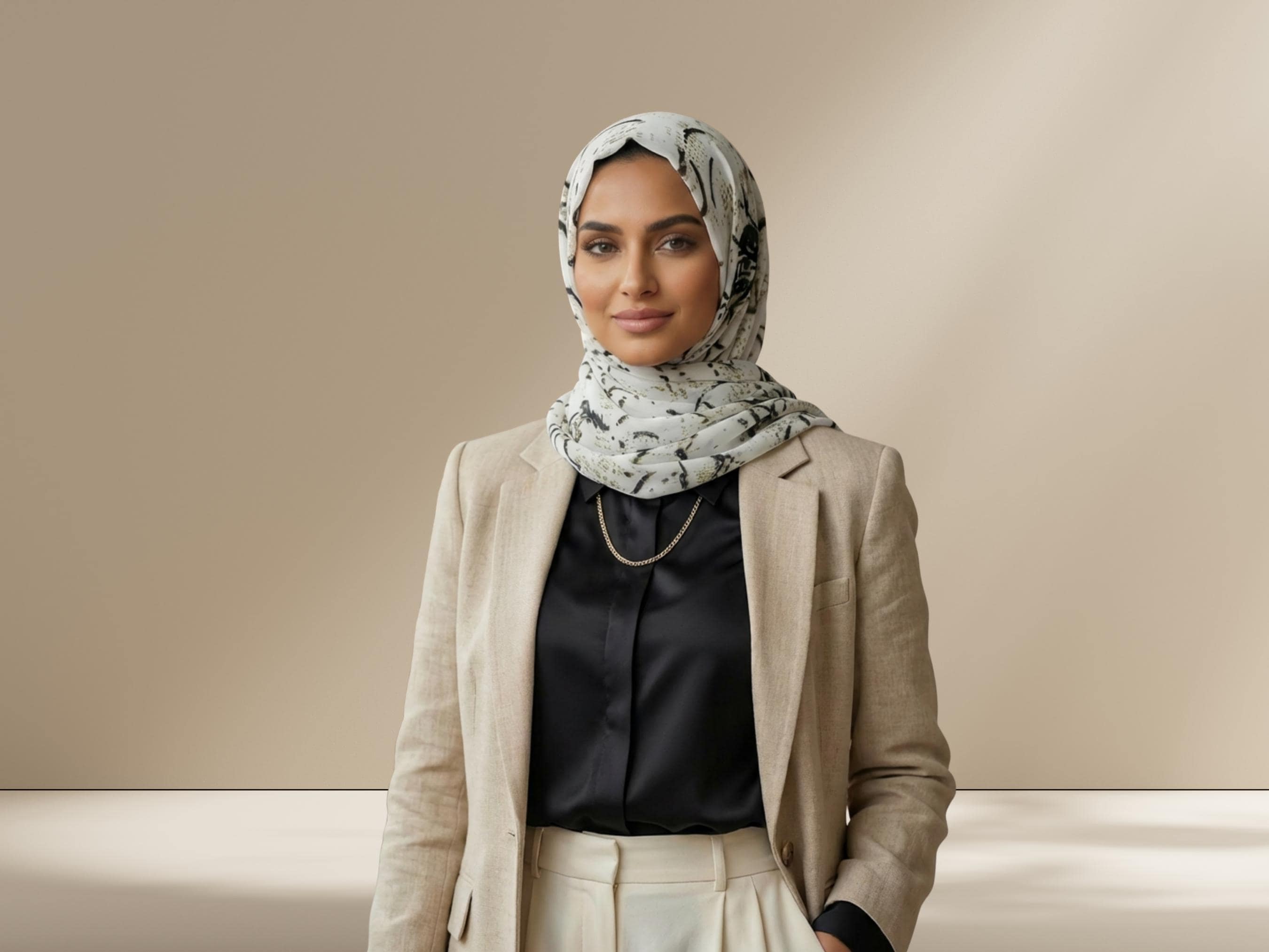 Floral Bamboo Modal Hijab Scarf: Black Bronze Print, Soft & Breathable - image 5