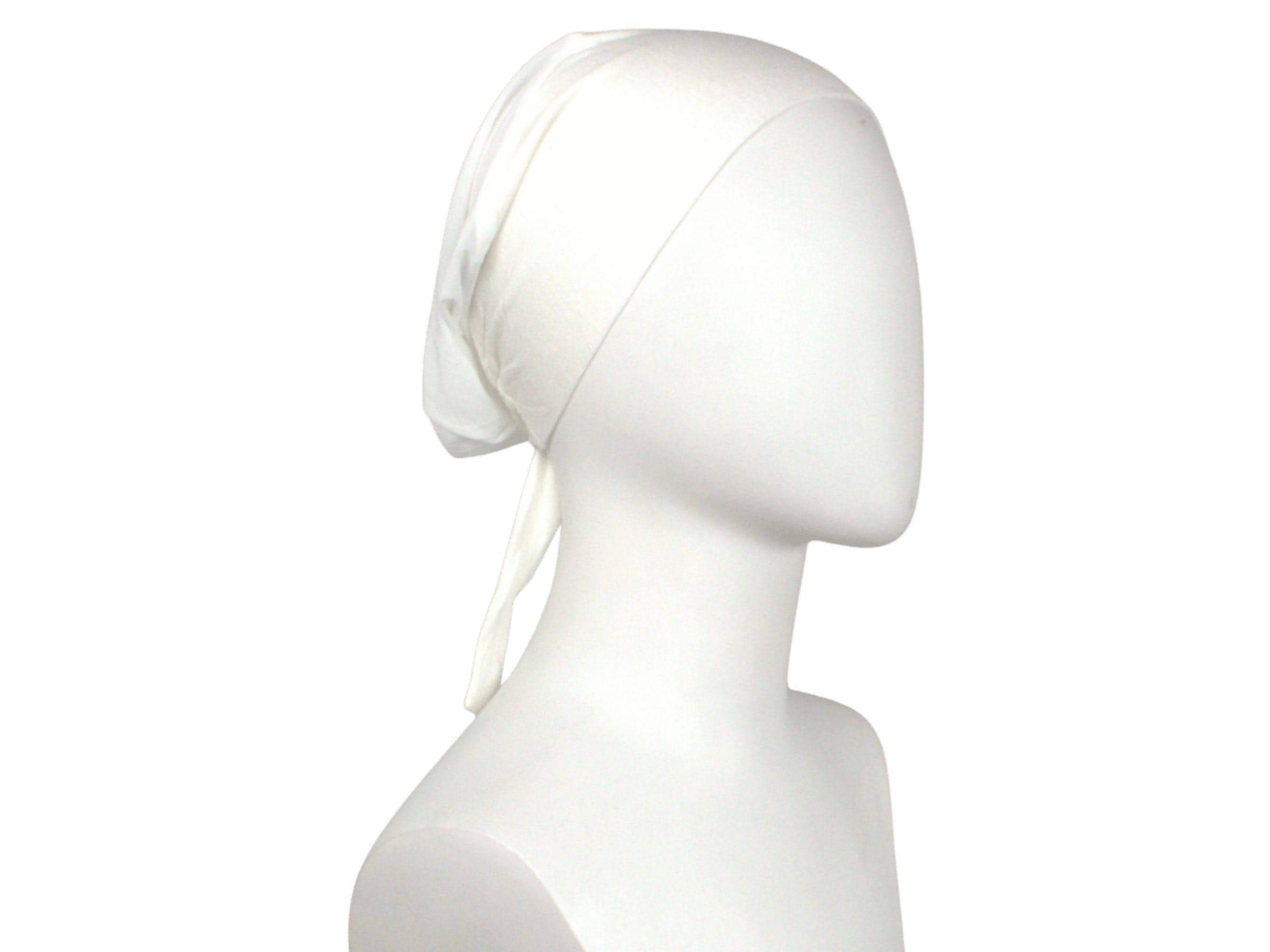 soft white tie back hijab underscarf ideal for everyday. White tie back mesh bonnet for women and girls | Lina Zibdeh