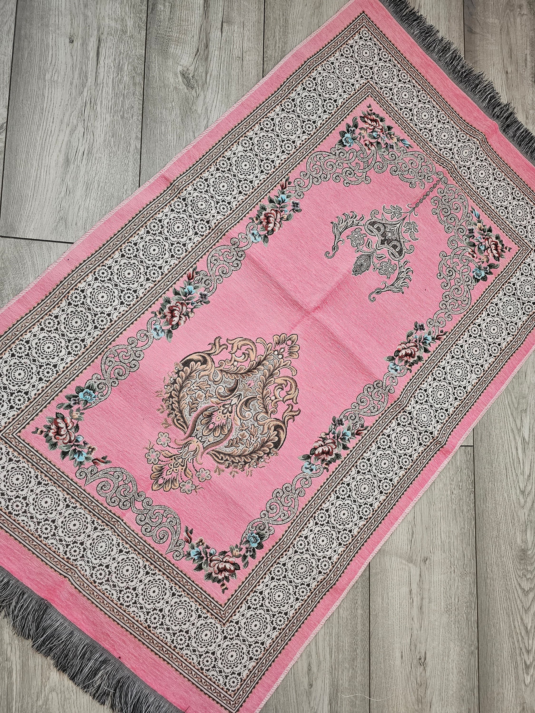 Customised Islamic prayer mat, personalised prayer mat musallah, Arabic-style prayer rug, unique salah mat, janamaz Muslim  gift idea pink - image 5