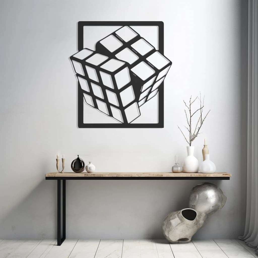 Rubik's Cube Metal Wall Art, Retro Puzzle Decor, Iconic Cube Design, Modern Metal Artwork, Nostalgic Wall Accent, Unique Home Decoration