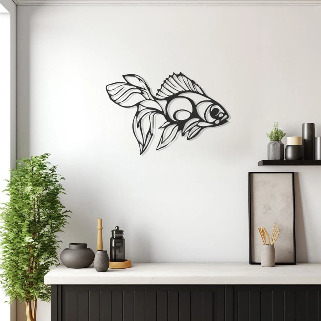 Unique Fish Design, Metal Wall Art, Cute Animal Home Decor, Whimsical Fish Silhouette, Playful Aquatic Theme, Charming Ocean Wall Hanging
