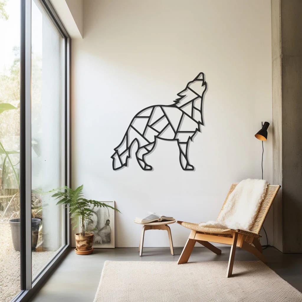 Geometric Wolf Metal Wall Art: Modern Wilderness DecorNew Year's gift