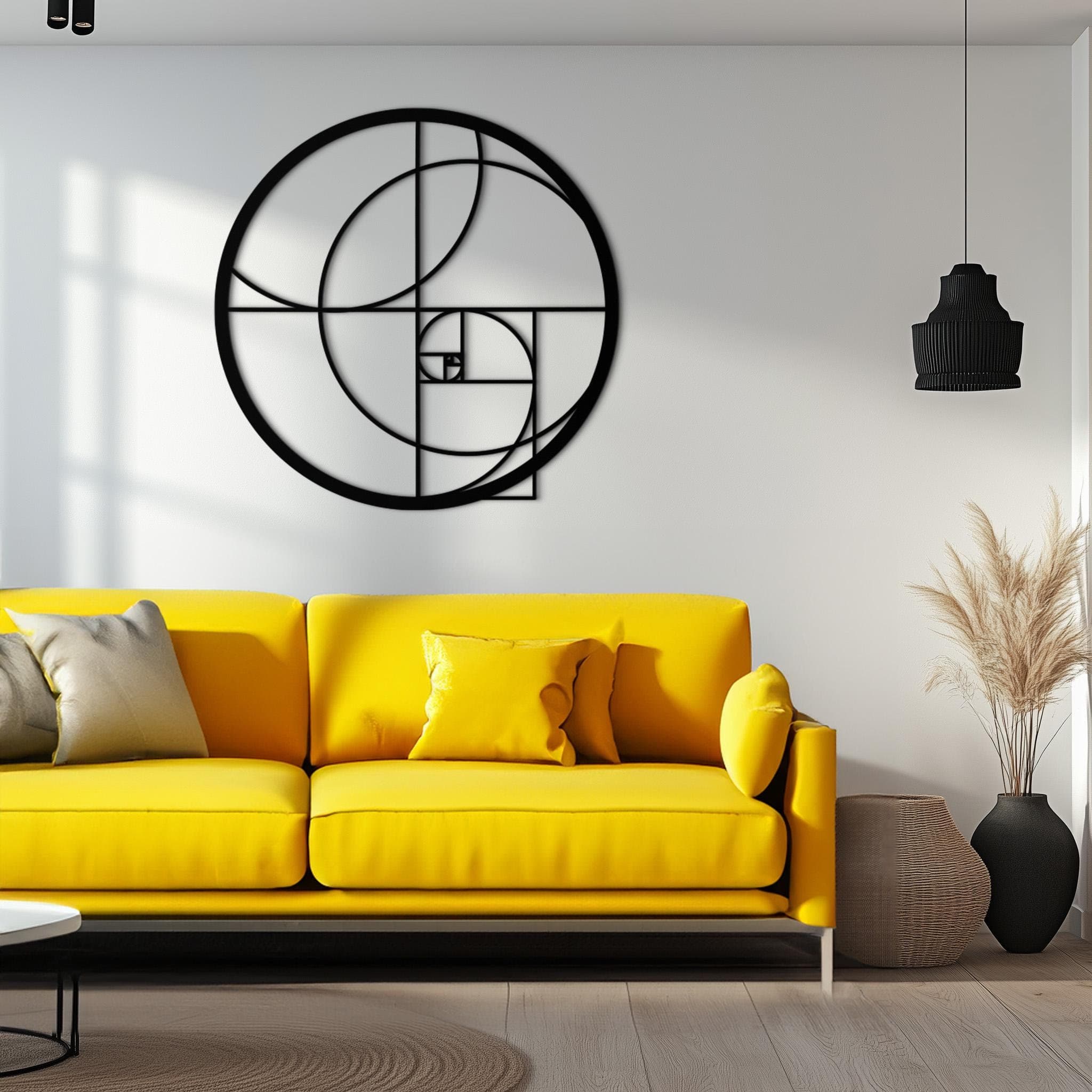Fibonacci Spiral Metal Wall Art: Black Geometric SculptureNew Year's gift - image 4