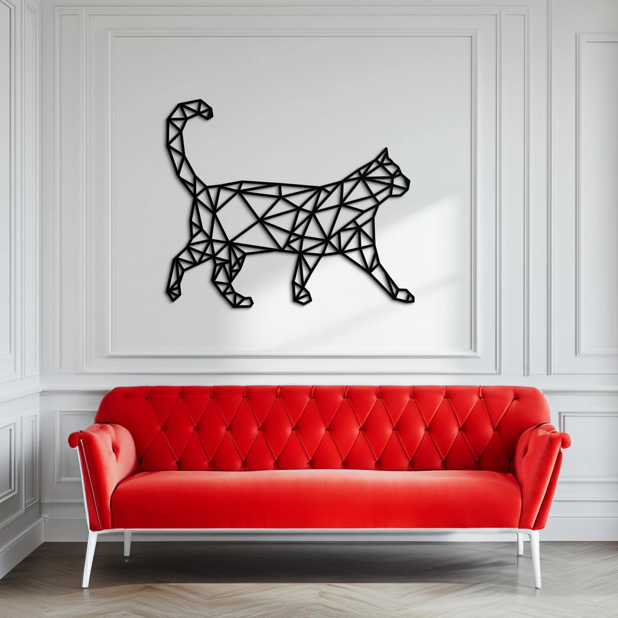 Geometric Cat Metal Wall Art: Modern Minimalist SculptureNew Year's gift - image 4