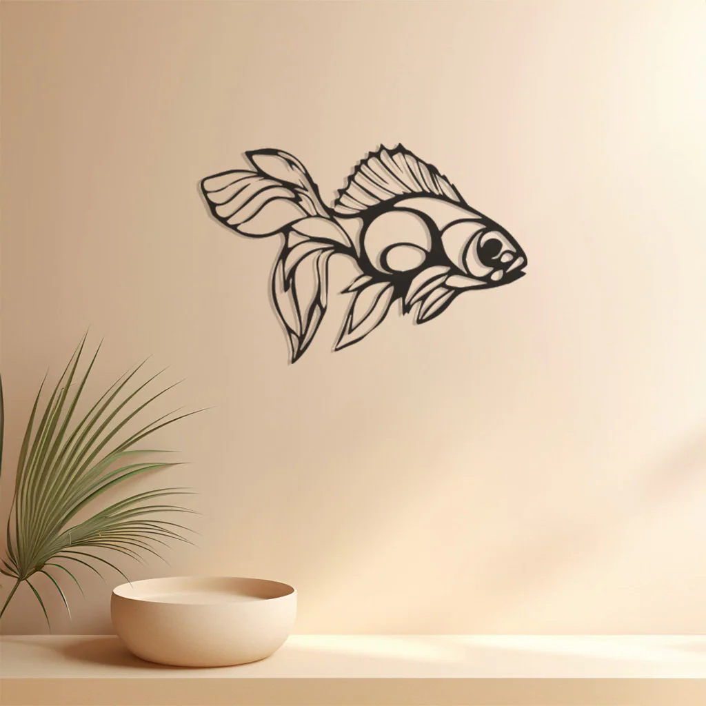 Unique Fish Design, Metal Wall Art, Cute Animal Home Decor, Whimsical Fish Silhouette, Playful Aquatic Theme, Charming Ocean Wall Hanging