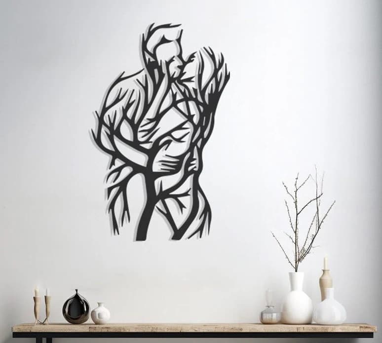 Kissing Couple Metal Wall Art: Romantic Silhouette, Sweetheart DecorNew Year's gift - image 3