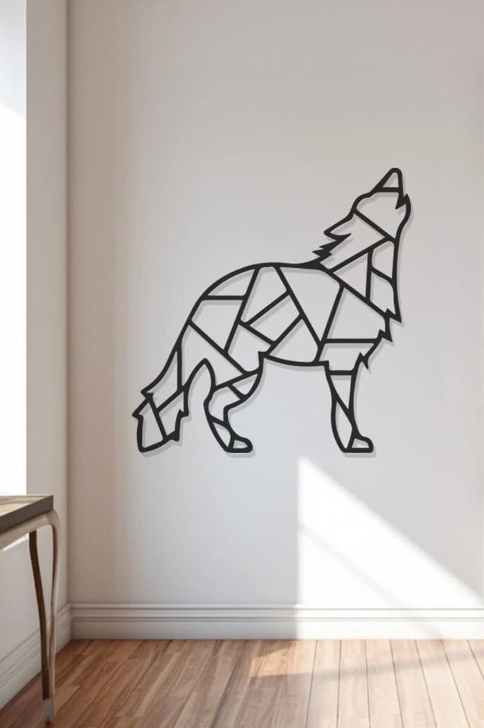 Geometric Design Wolf Metal Wall Art, Animal Model Decor, Nature Life Themed Artwork, Abstract Canine Accent, Modern Wilderness Wall Hanging