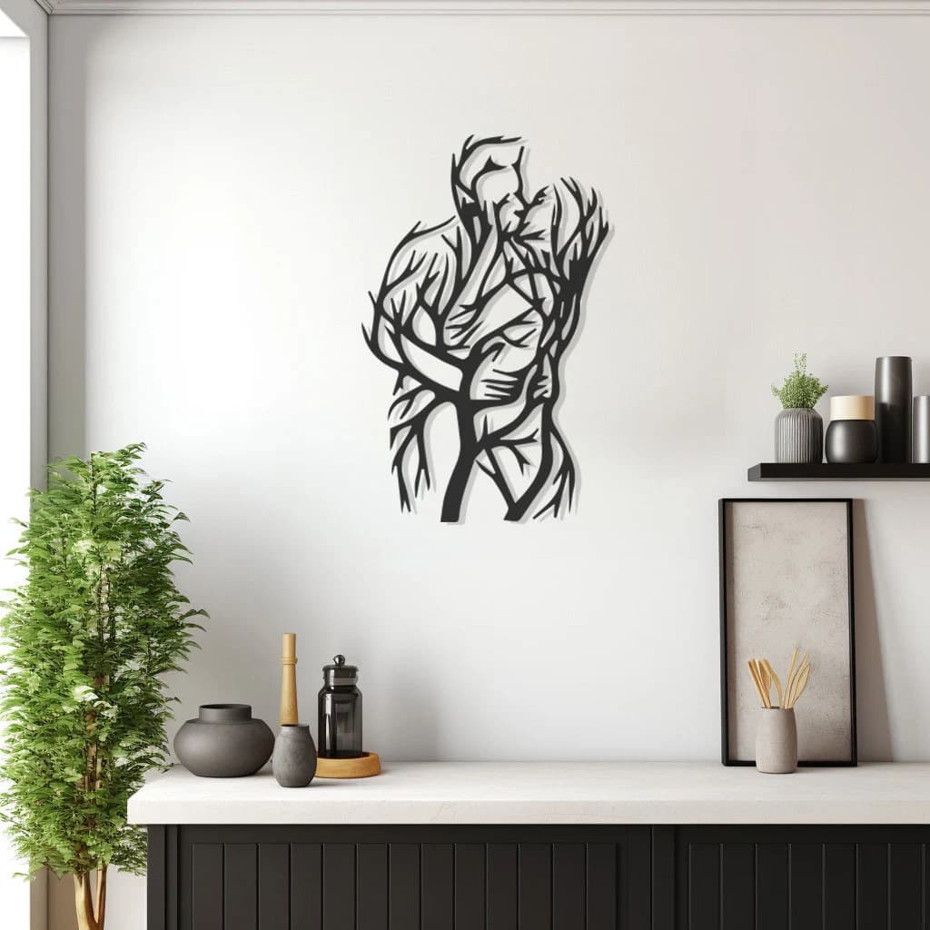 Kissing Couple Metal Wall Art: Romantic Silhouette, Sweetheart DecorNew Year's gift - image 4
