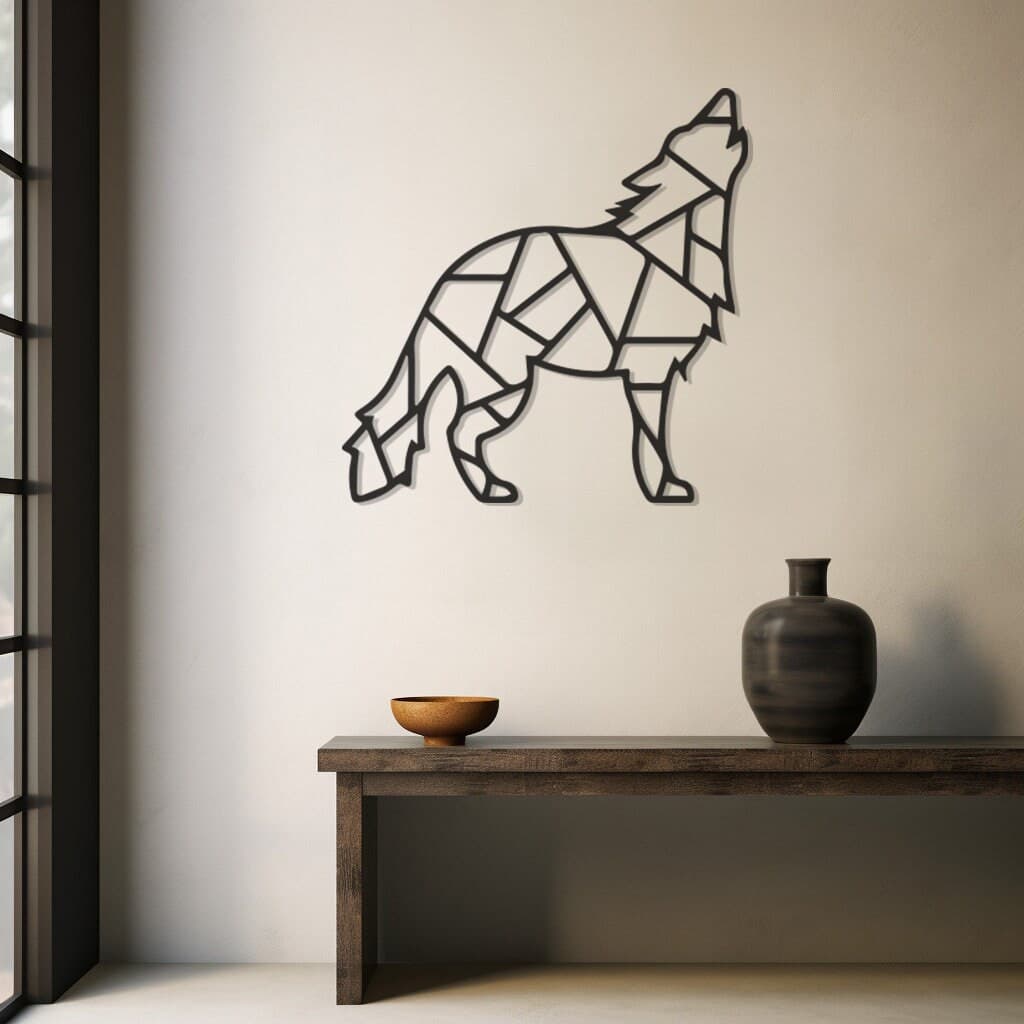 Geometric Design Wolf Metal Wall Art, Animal Model Decor, Nature Life Themed Artwork, Abstract Canine Accent, Modern Wilderness Wall Hanging
