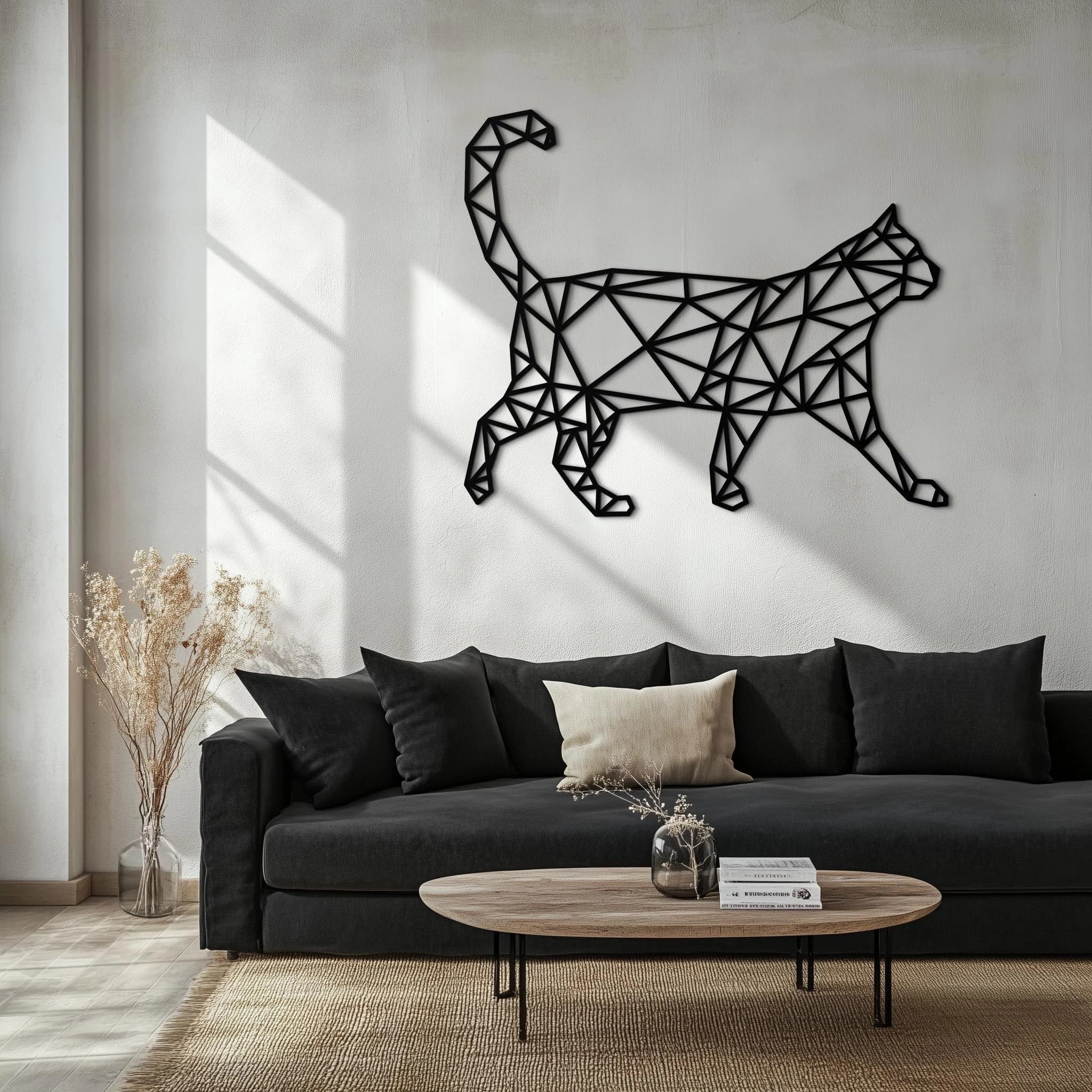 Geometric Cat Metal Wall Art: Modern Minimalist SculptureNew Year's gift - image 3