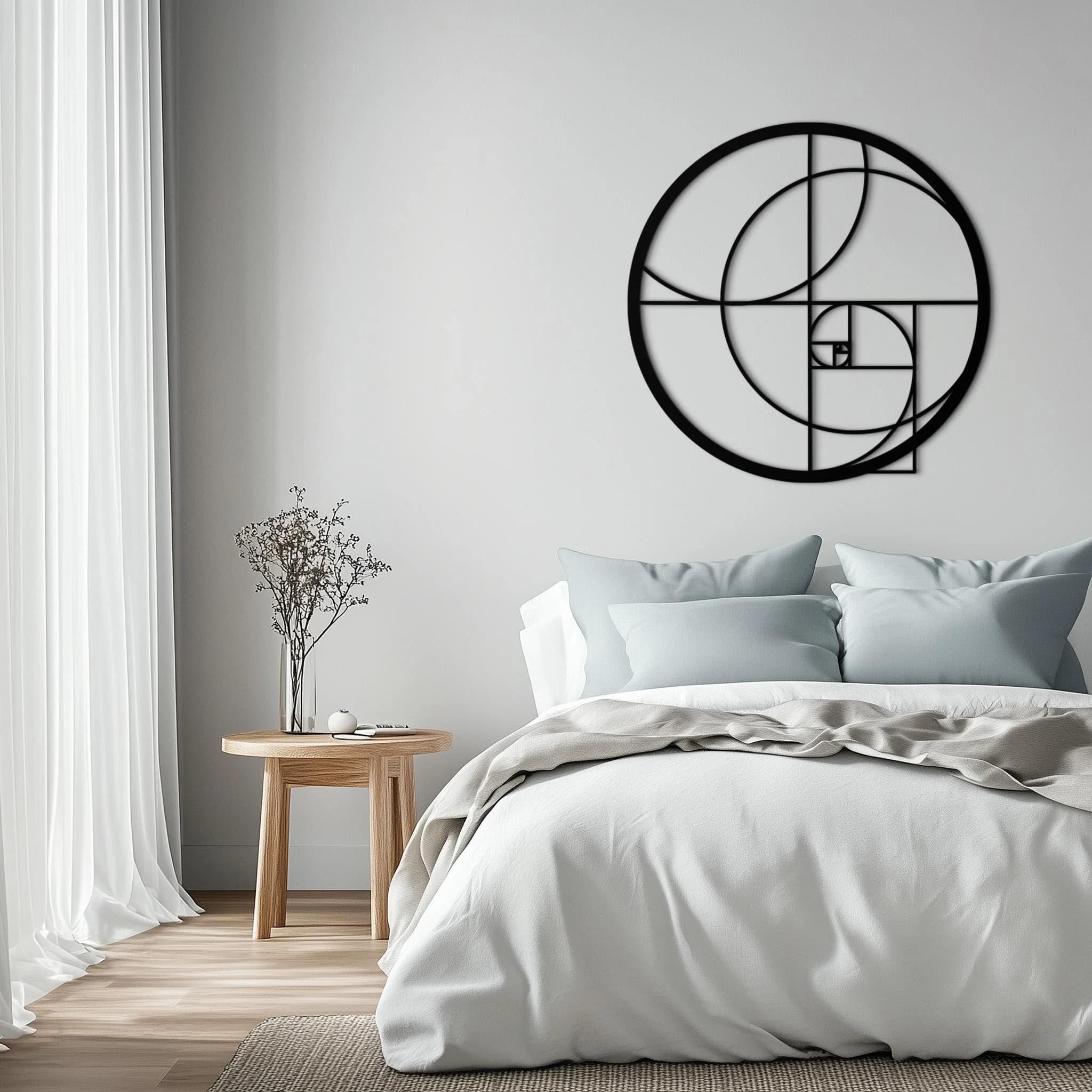 Fibonacci Spiral Metal Wall Art: Black Geometric SculptureNew Year's gift - image 5