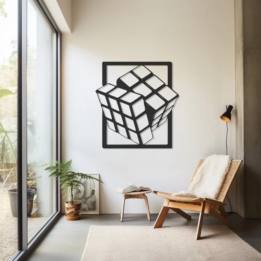 3D Rubik's Cube Metal Wall Art: Retro Game Room DecorNew Year's gift - image 3