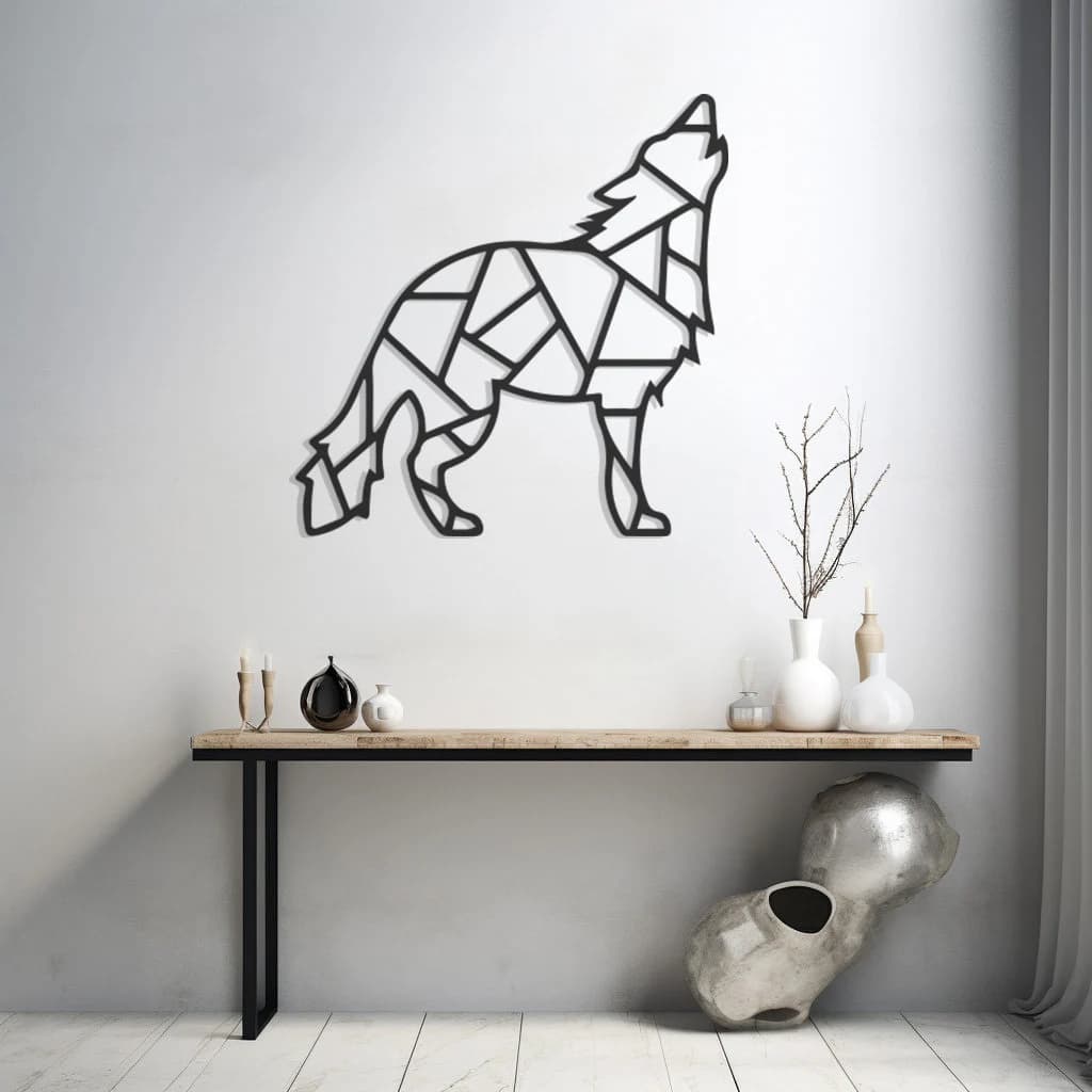 Geometric Design Wolf Metal Wall Art, Animal Model Decor, Nature Life Themed Artwork, Abstract Canine Accent, Modern Wilderness Wall Hanging
