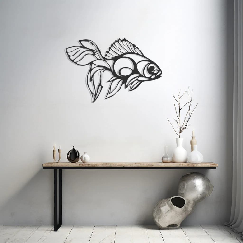 Unique Fish Design, Metal Wall Art, Cute Animal Home Decor, Whimsical Fish Silhouette, Playful Aquatic Theme, Charming Ocean Wall Hanging