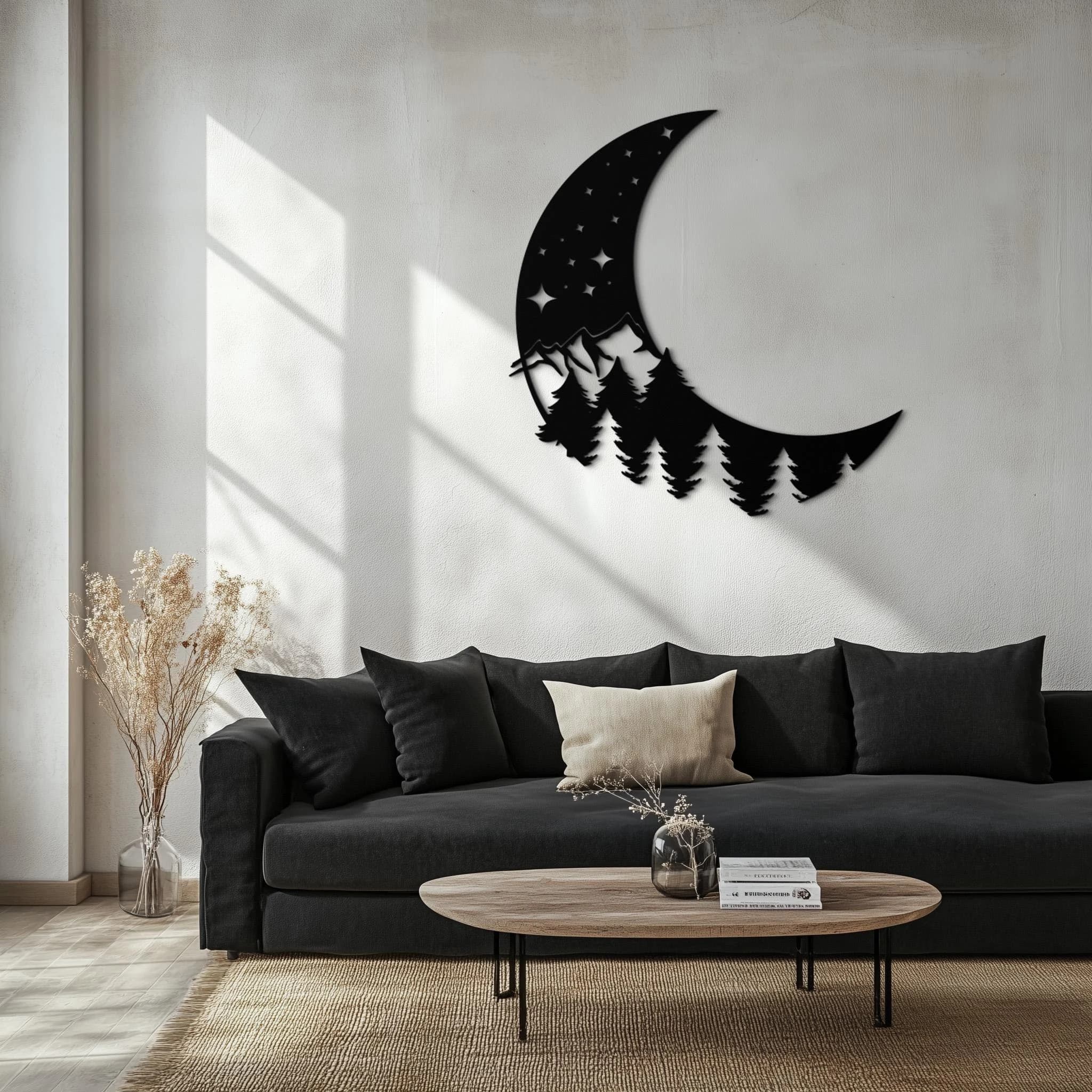 Moon & Forest Metal Wall Art: Nature-Inspired Minimalist DecorNew Year's gift - image 4
