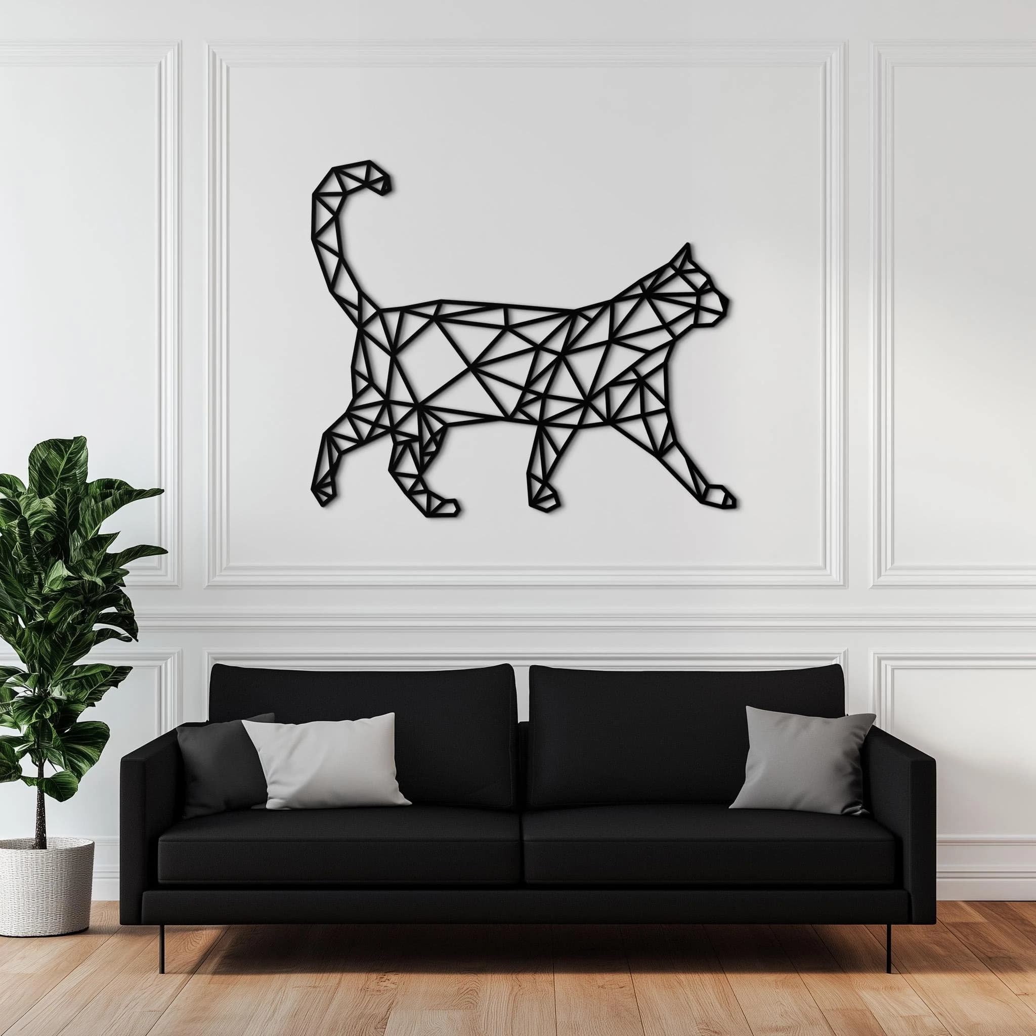 Geometric Cat Metal Wall Art: Modern Minimalist SculptureNew Year's gift - image 5