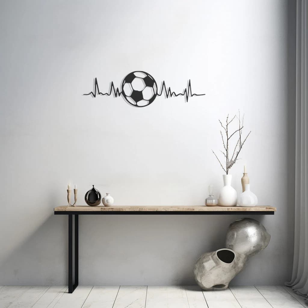 Football Design, Metal Wall Art,Football Love Decor,Sports Fan Home Accent, Soccer Ball Silhouette, Athletic Theme Decoration, Game Room Art