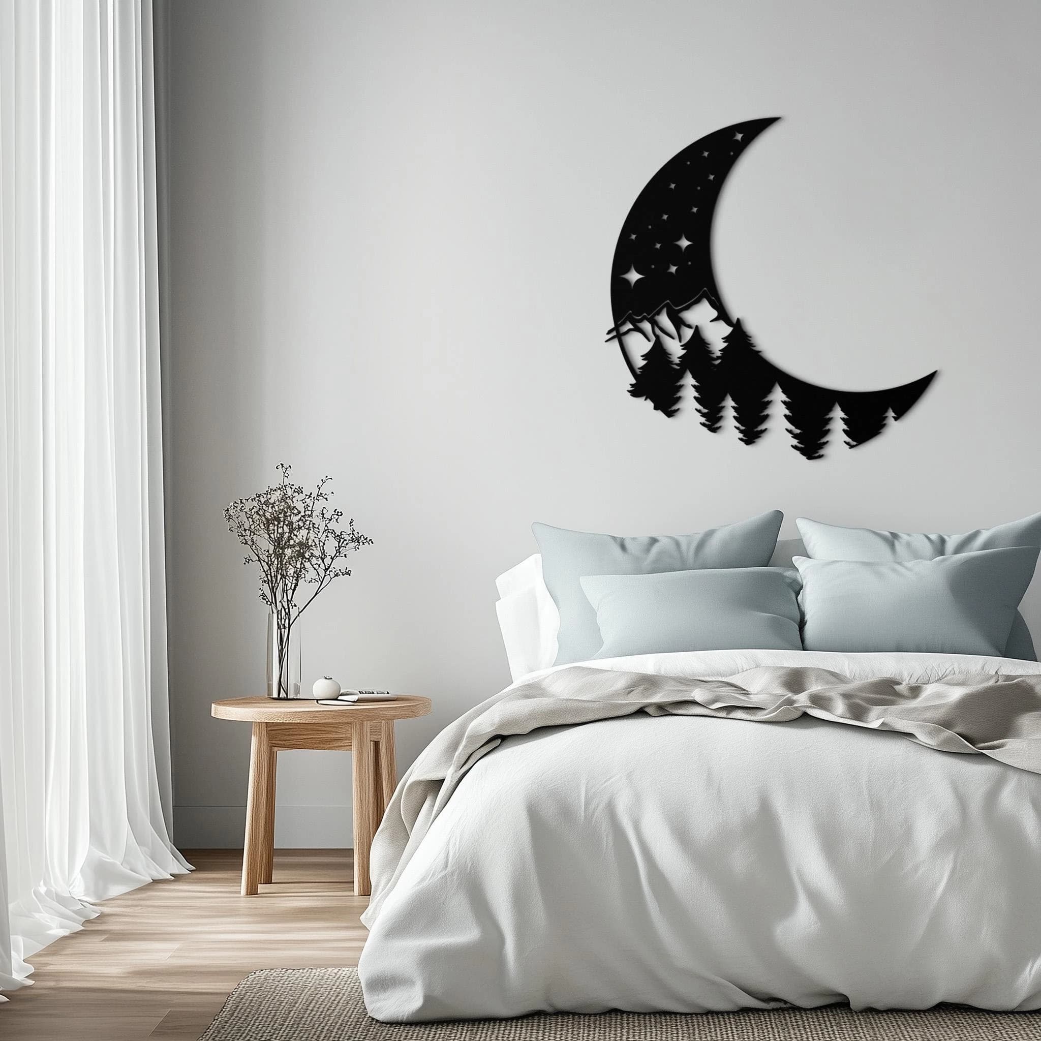 Moon & Forest Metal Wall Art: Nature-Inspired Minimalist DecorNew Year's gift - image 3
