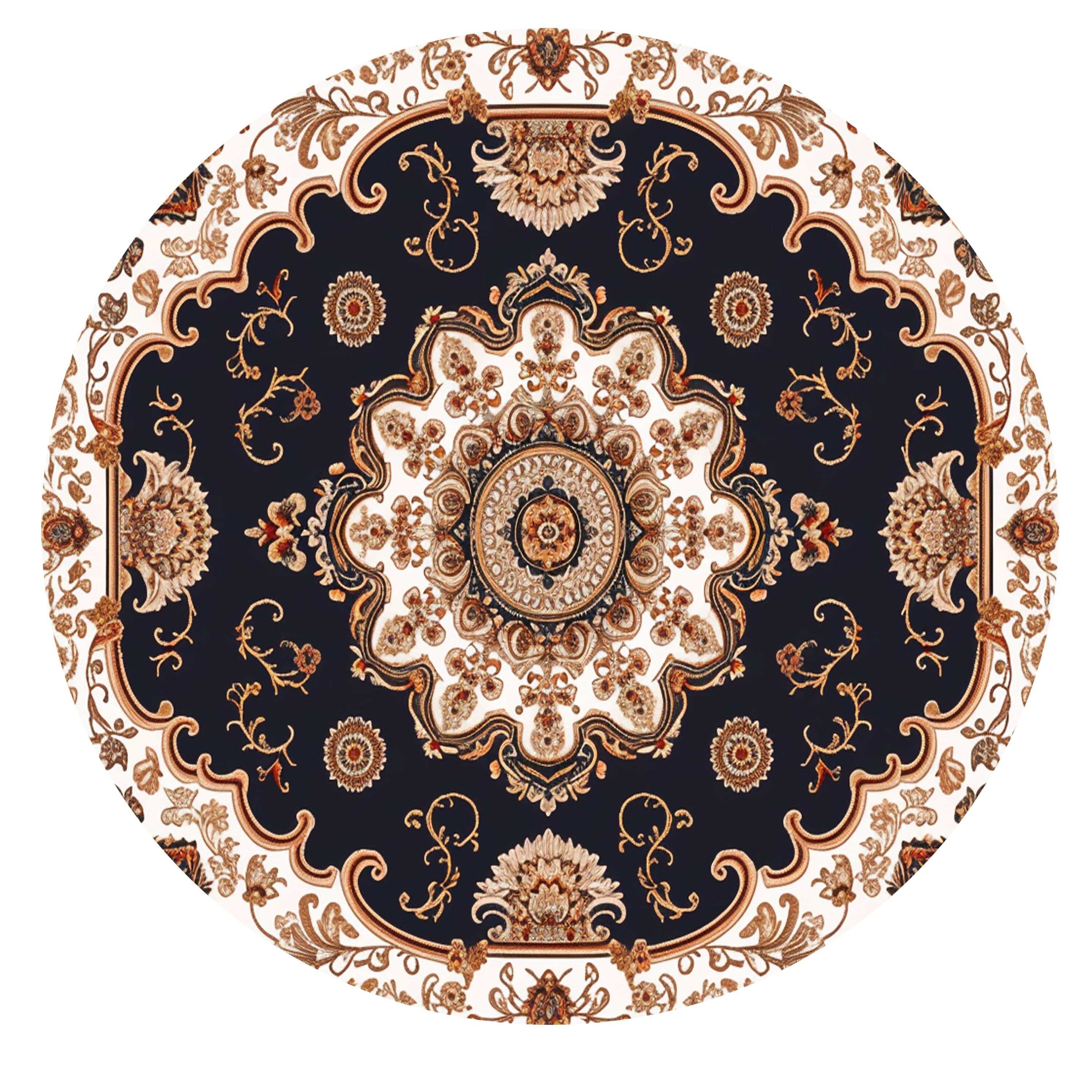 Medallion area rug, Accent round rug, Nonslip circle teppich, Boho decor rug, Under table rug, Farmhouse round rug, Entryway showy rug - image 5
