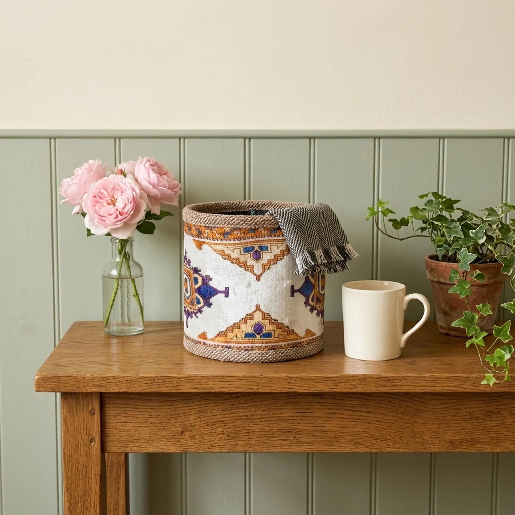 Amber Geometric Box | Indoor Succulent Planter | Patterned Decor Basket