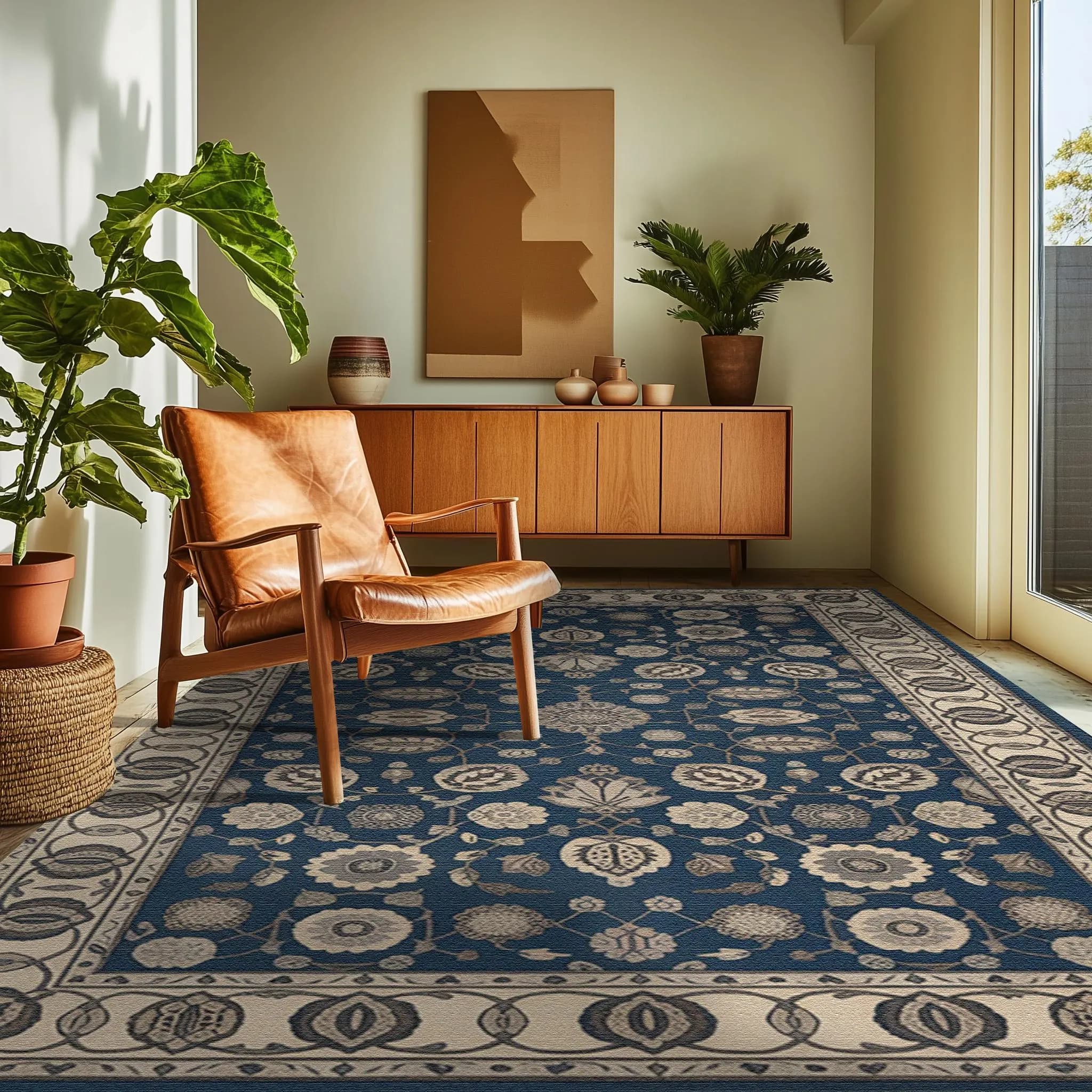 Boho style area rug with washable and decorative design, featuring traditional farmhouse-inspired accents. Perfect for cozy living rooms, entryways, or gardens, and a unique gift idea for stylish home decor.