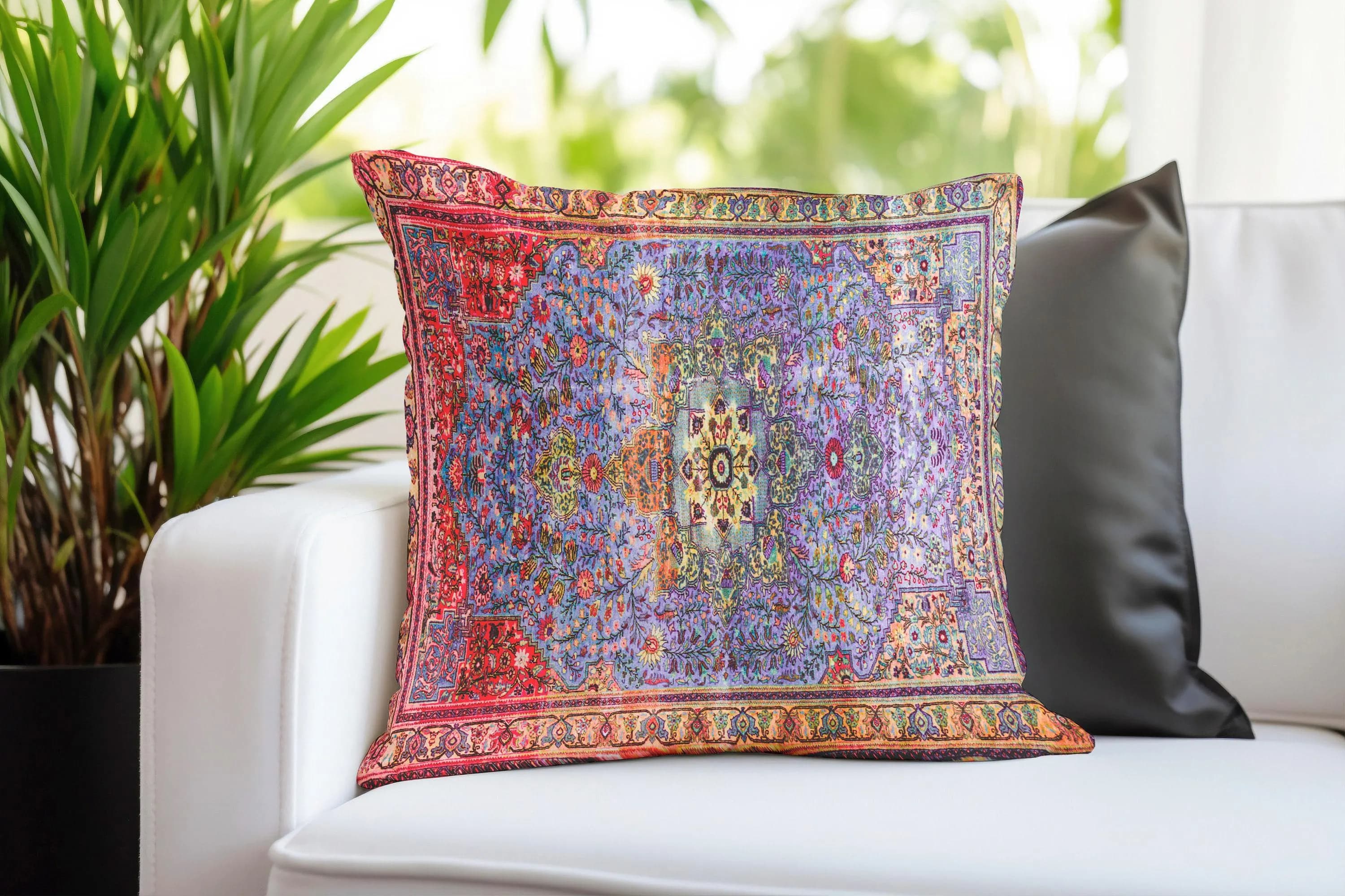 Plum Purple Floral Motif Pillow Cover | Bedroom Bed Accent Cushion | Botanical Room Decor Throw Case - image 5