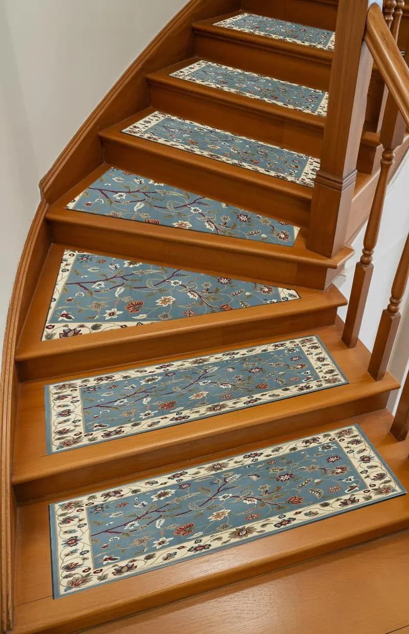 Non-slip staircase mat with soft stair treads. Durable and stylish stair runner carpet adds comfort and safety to your hallway floor.