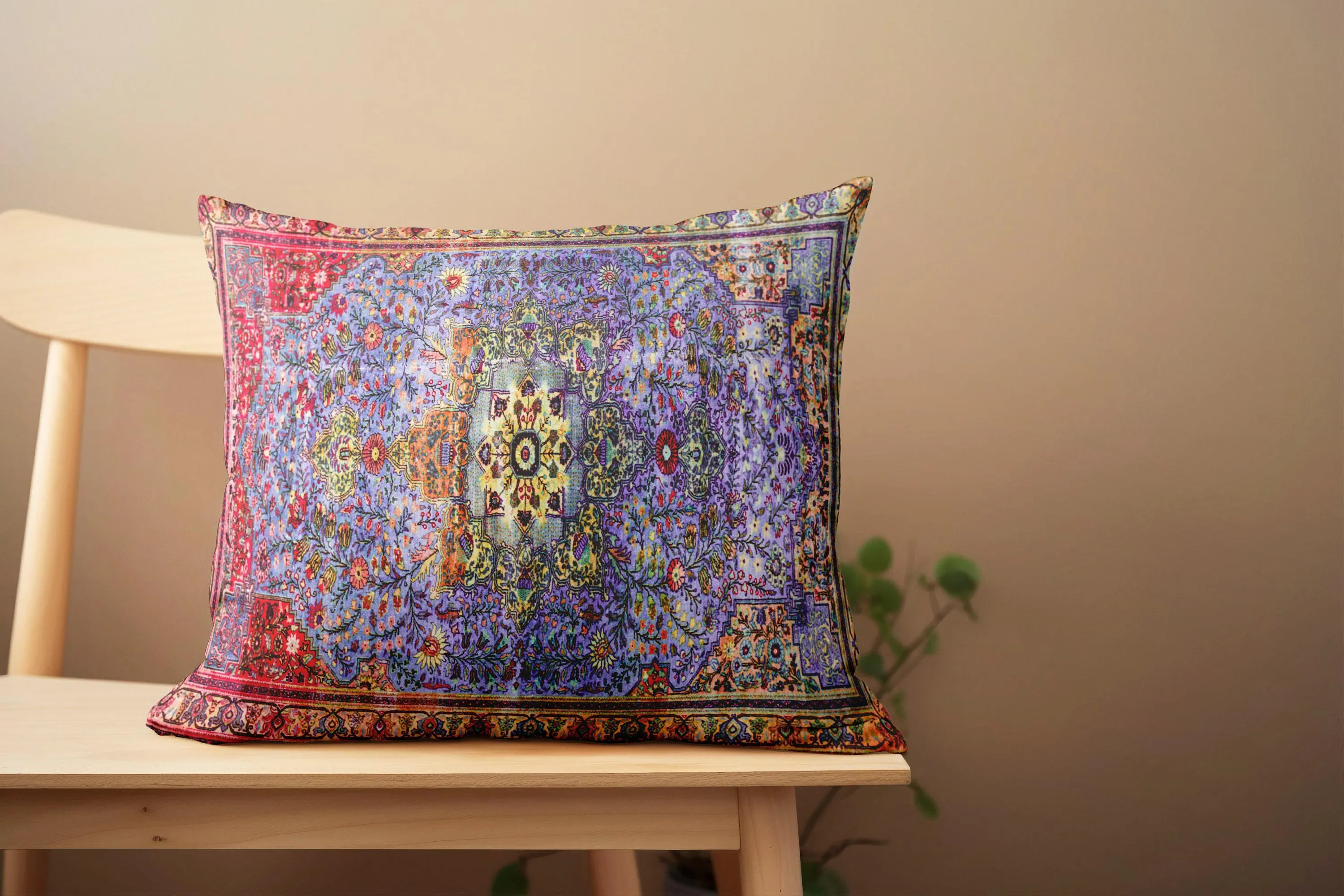 Plum Purple Floral Motif Pillow Cover | Bedroom Bed Accent Cushion | Botanical Room Decor Throw Case - image 3