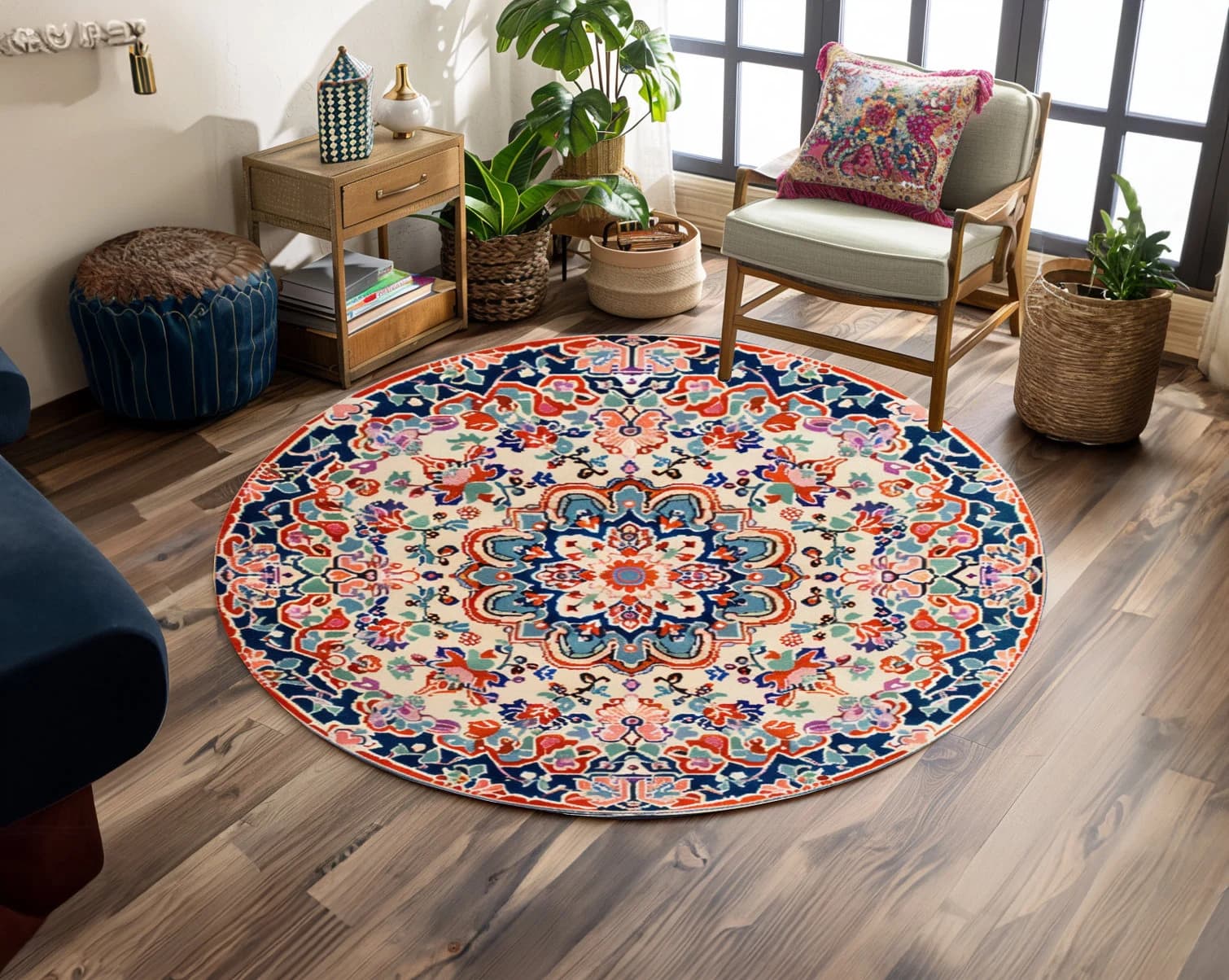 Pastel color rug, Rugs for kitchen, Lovely rug, Round shape rug, Oriental rug, Birthday gift, Porch rug, Layering rug, Washable area rug