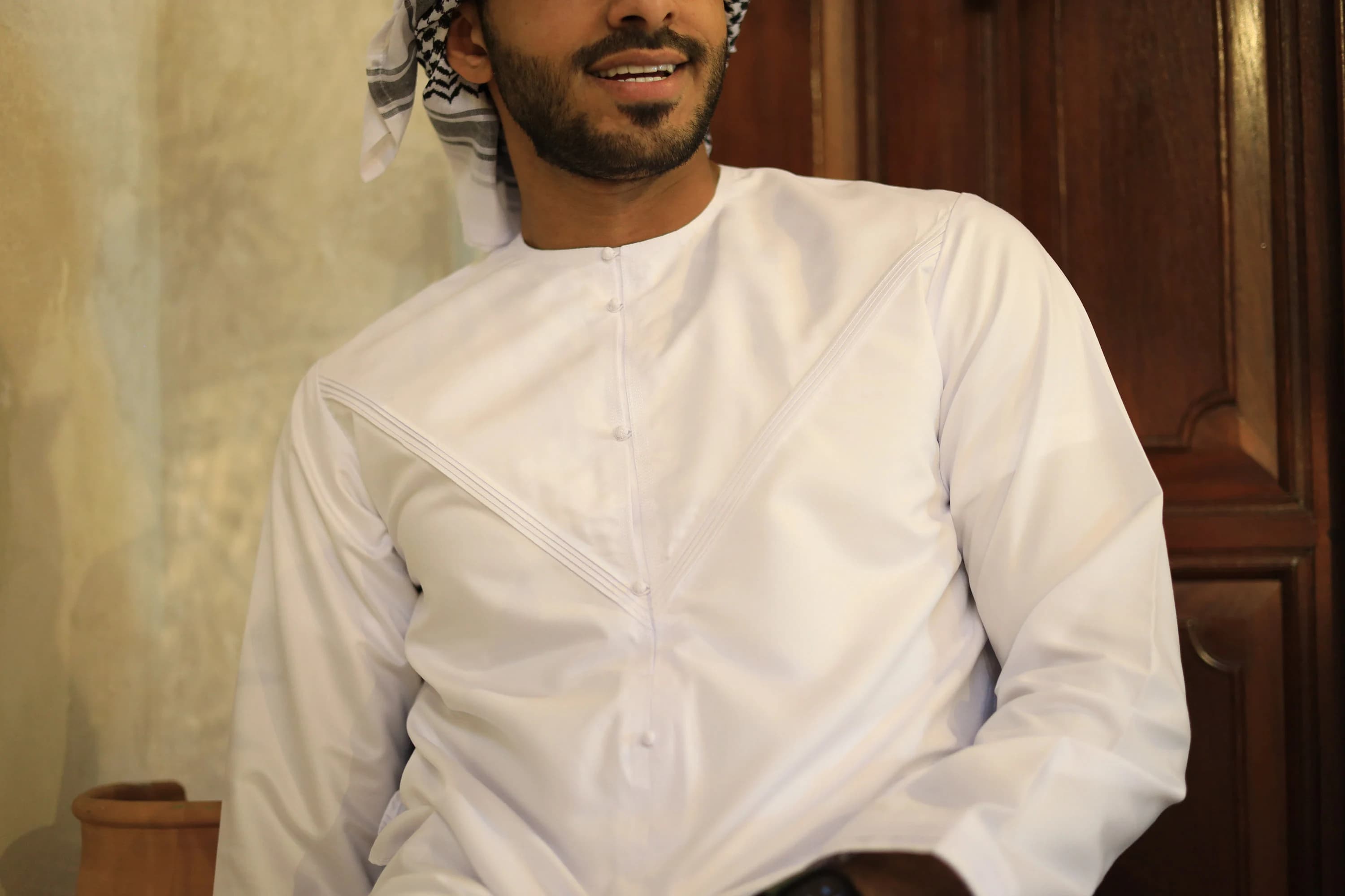 White Emirati Thobe for Men with Pleats, Japanese Cotton Kandura, Eid Jubba - image 5
