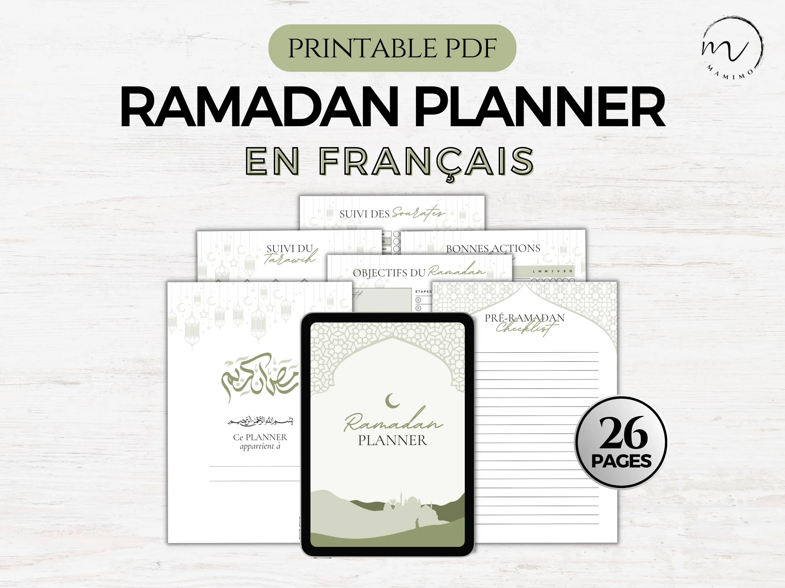 Ramadan Planner en Français, Muslim Planner Digital in French, Quran Tracker, Fasting, Daily Weekly Undated Ramadan Journal, Islamic Planner