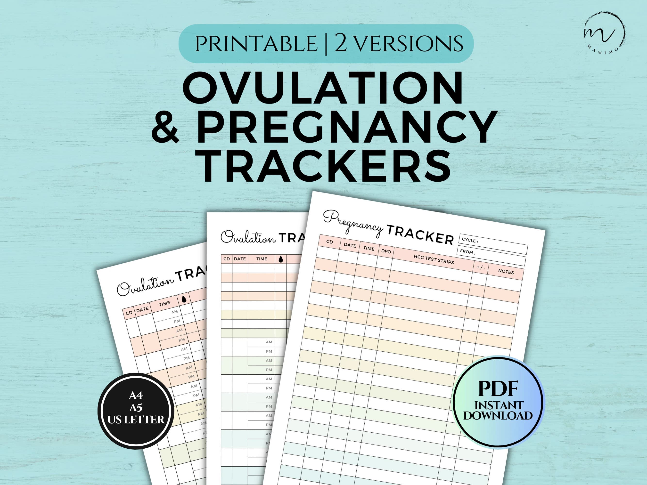 Ovulation Test Strips Tracker, Pregnancy Test Chart, OPK Tracker, Ovulation Predictor Kits Log, Fertility Planner, TTC Planner,Printable PDF
