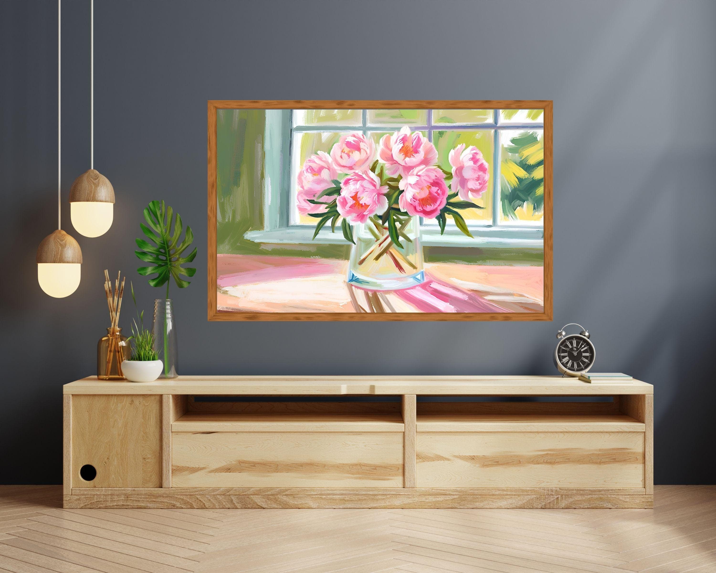 Pastel Floral Frame TV Art | Spring Bloom Digital Download