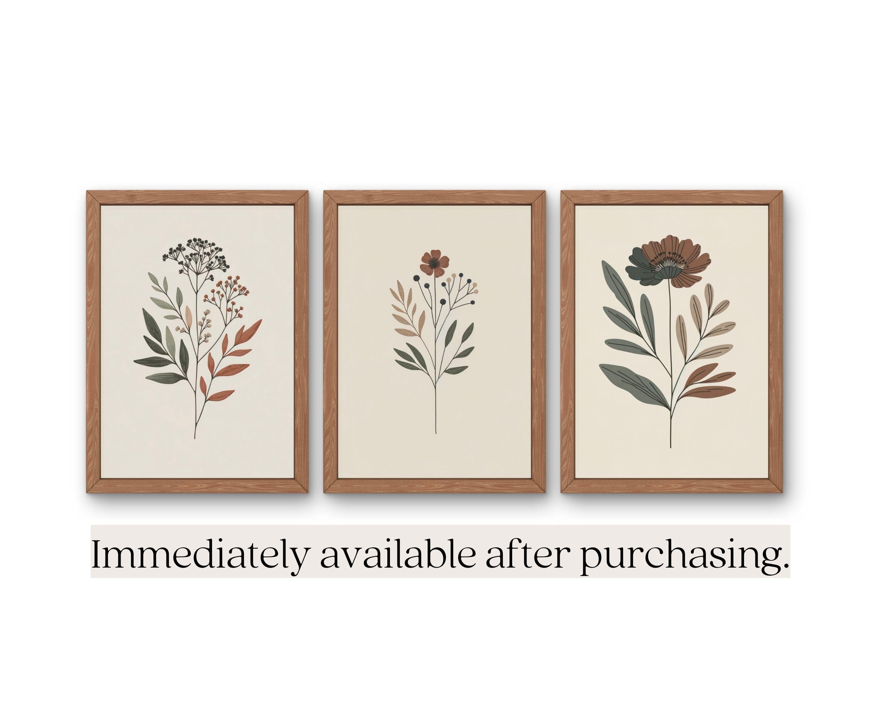 Botanical Prints Set of 3 | Minimalist Art, Neutral Decor (Digital Download) - image 3
