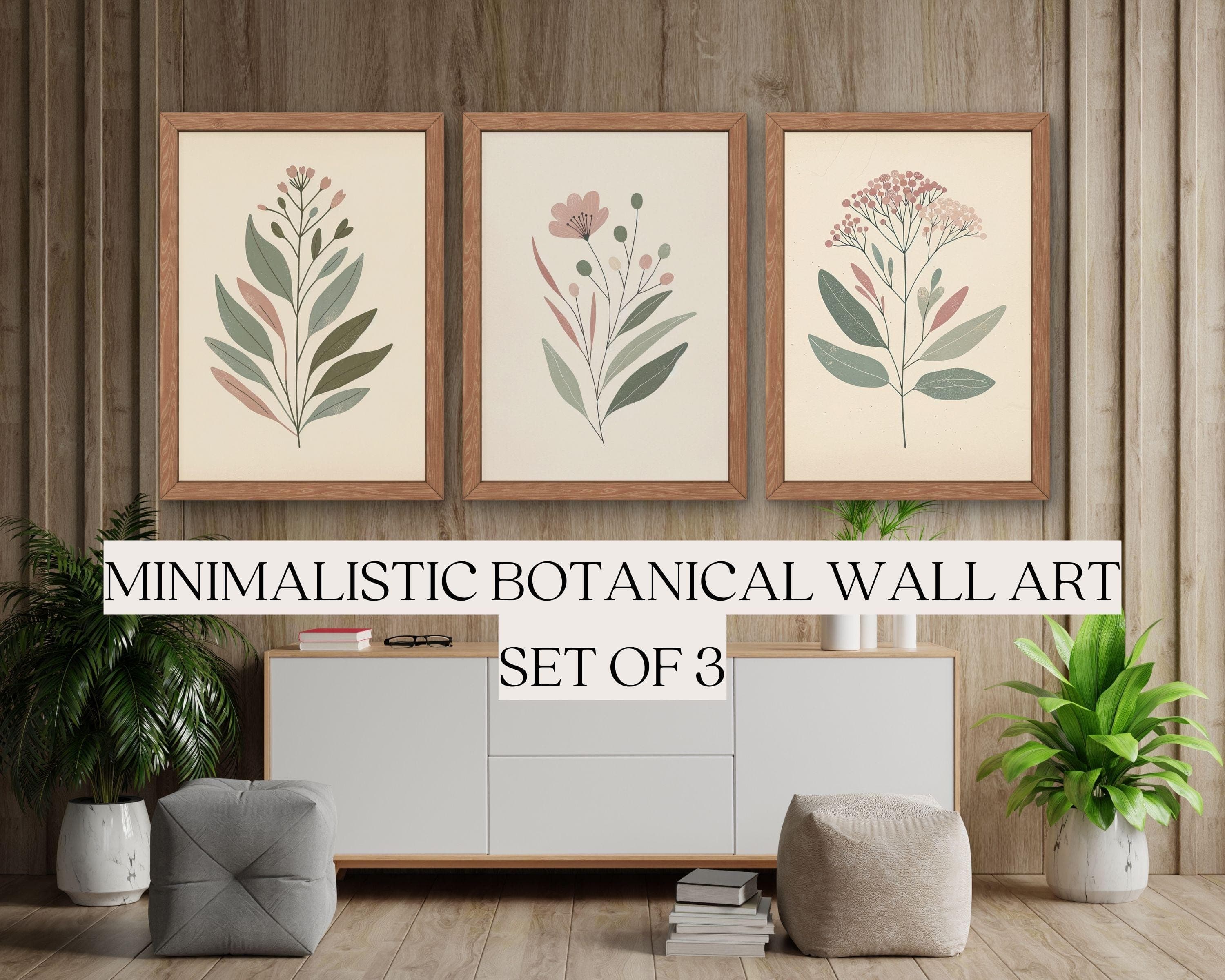 Botanical Wall Art Set of 3 | Modern Boho Prints (Digital Download)