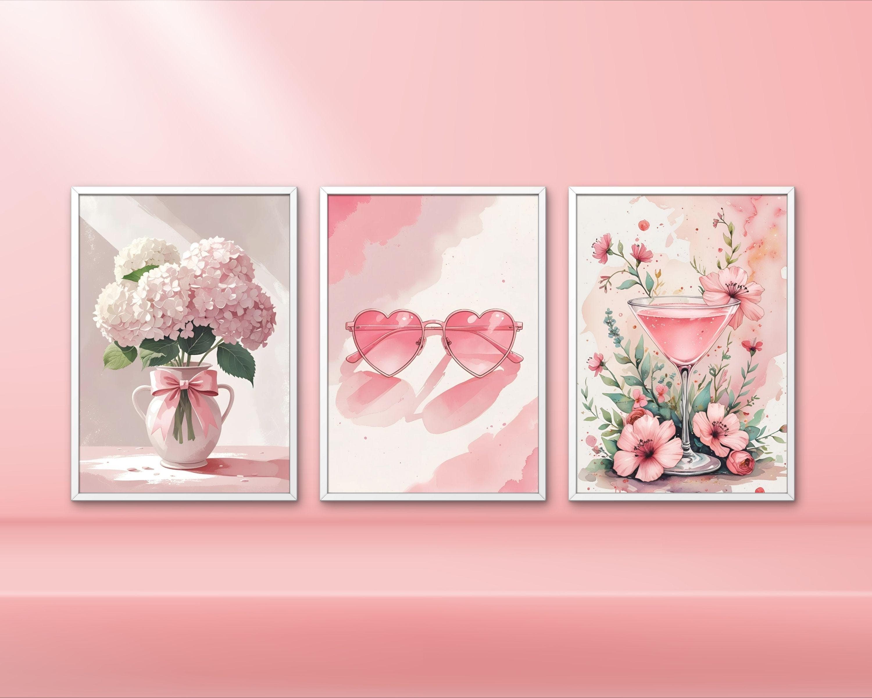 Coquette Pink Wall Art Set | Heart Sunglasses, Hydrangeas (Digital Download) - image 4