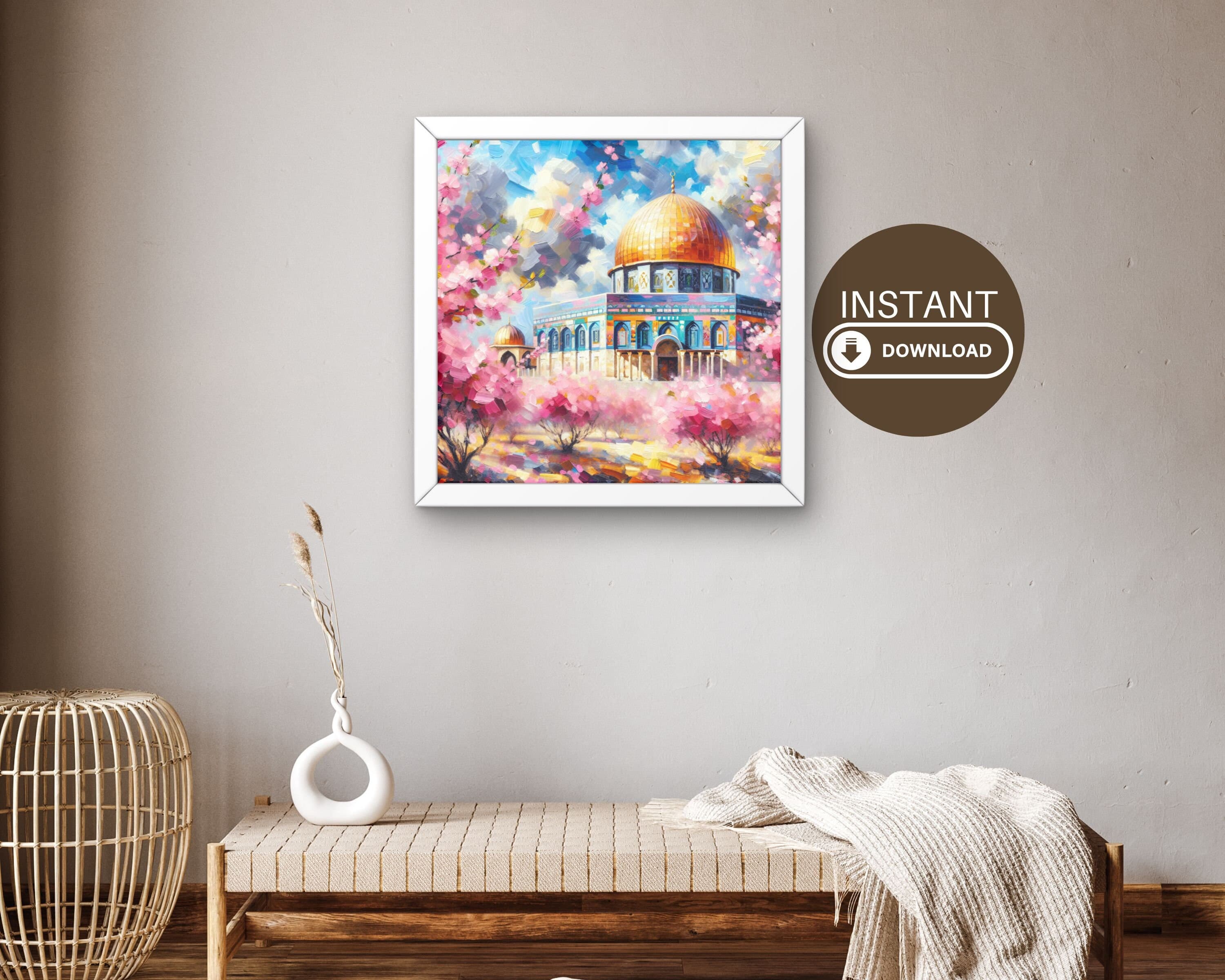 Dome of the Rock Print, Islamic AI Art, Palestine Wall Decor (Digital Download) - image 3
