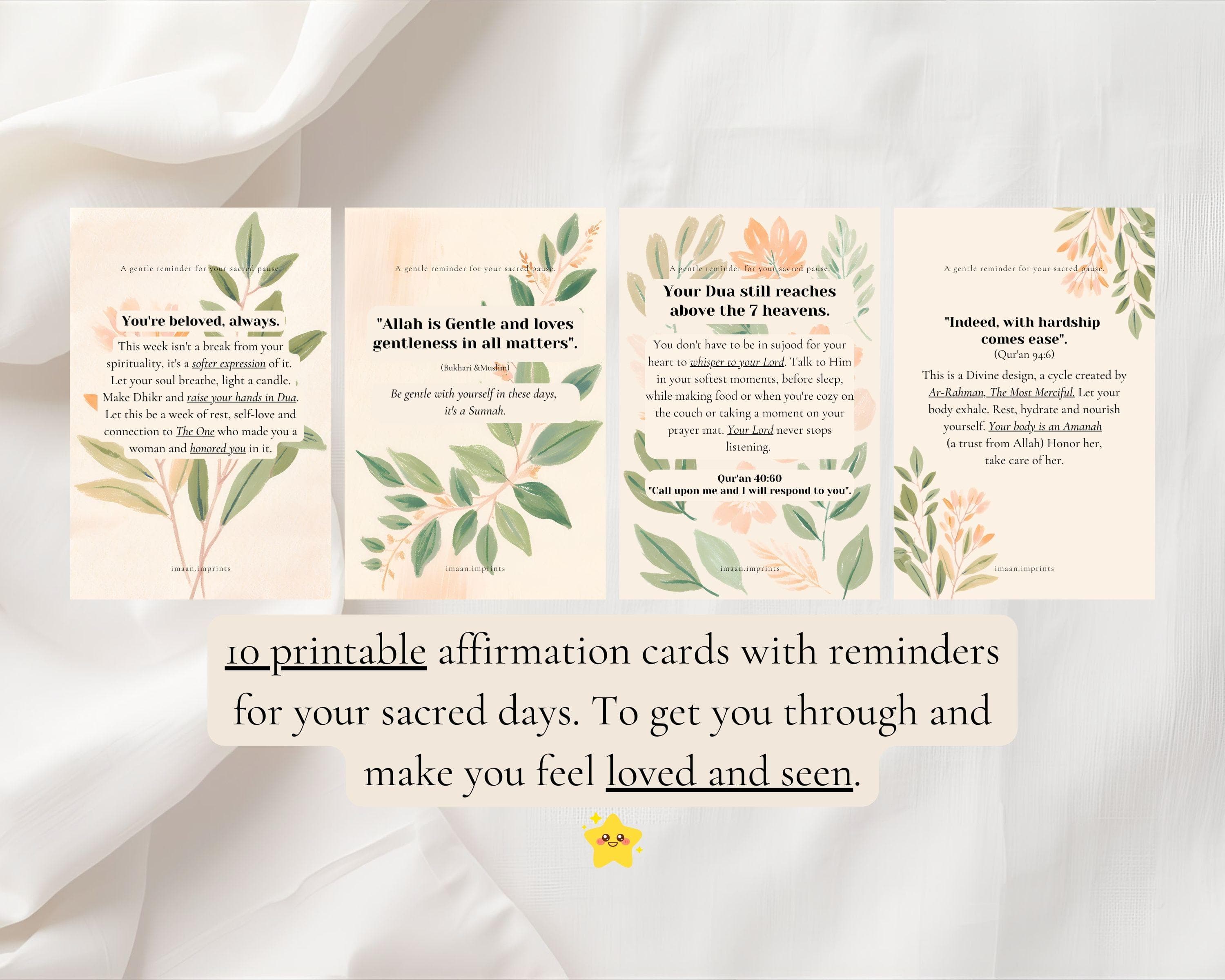 Islamic Affirmation Cards for Muslim Women – Sacred Pause, Self-Care (Digital Download 10x15cm PDF) - image 4