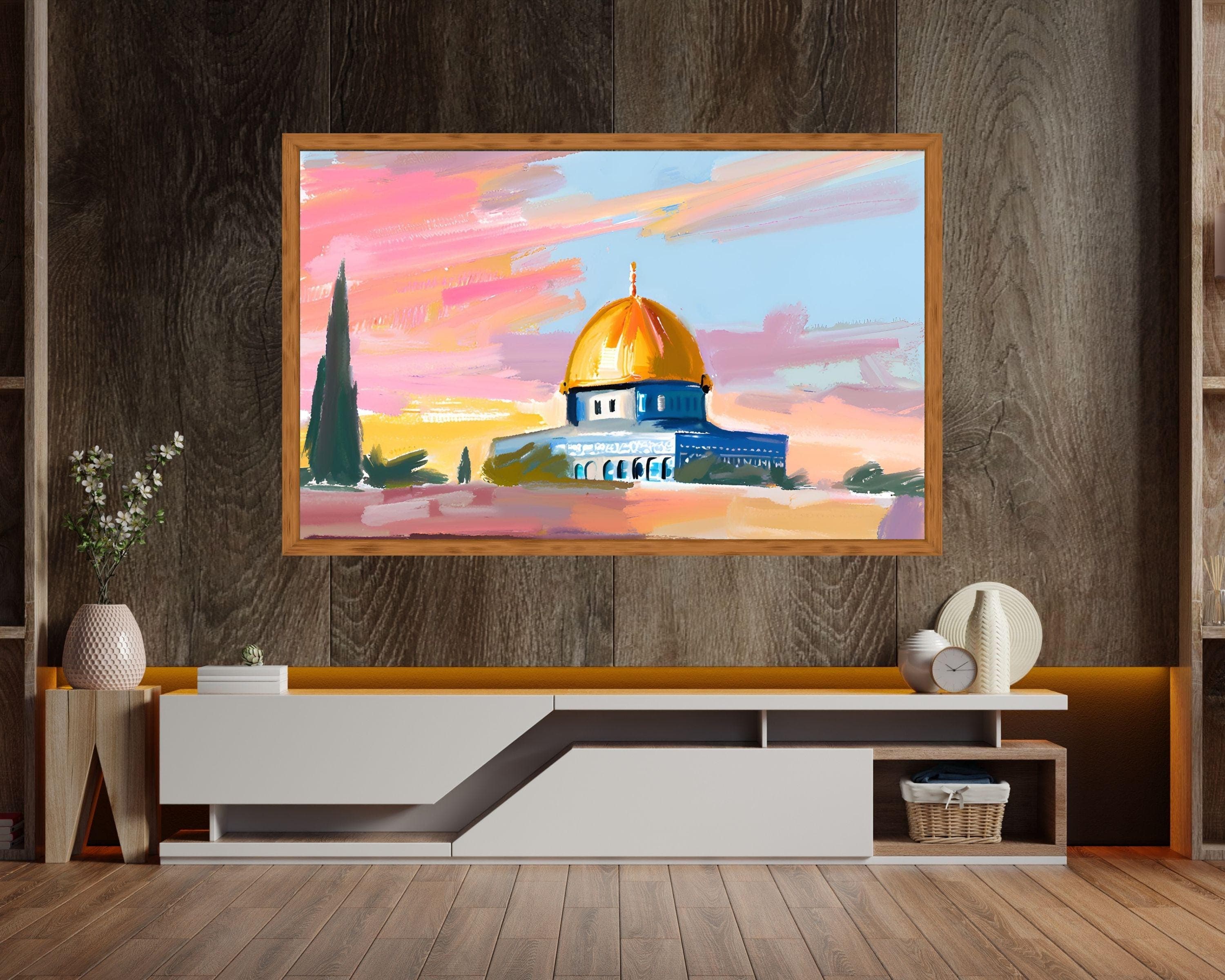Mosque Digital Art | Colorful Islamic Frame TV Art, Ramadan Decor
