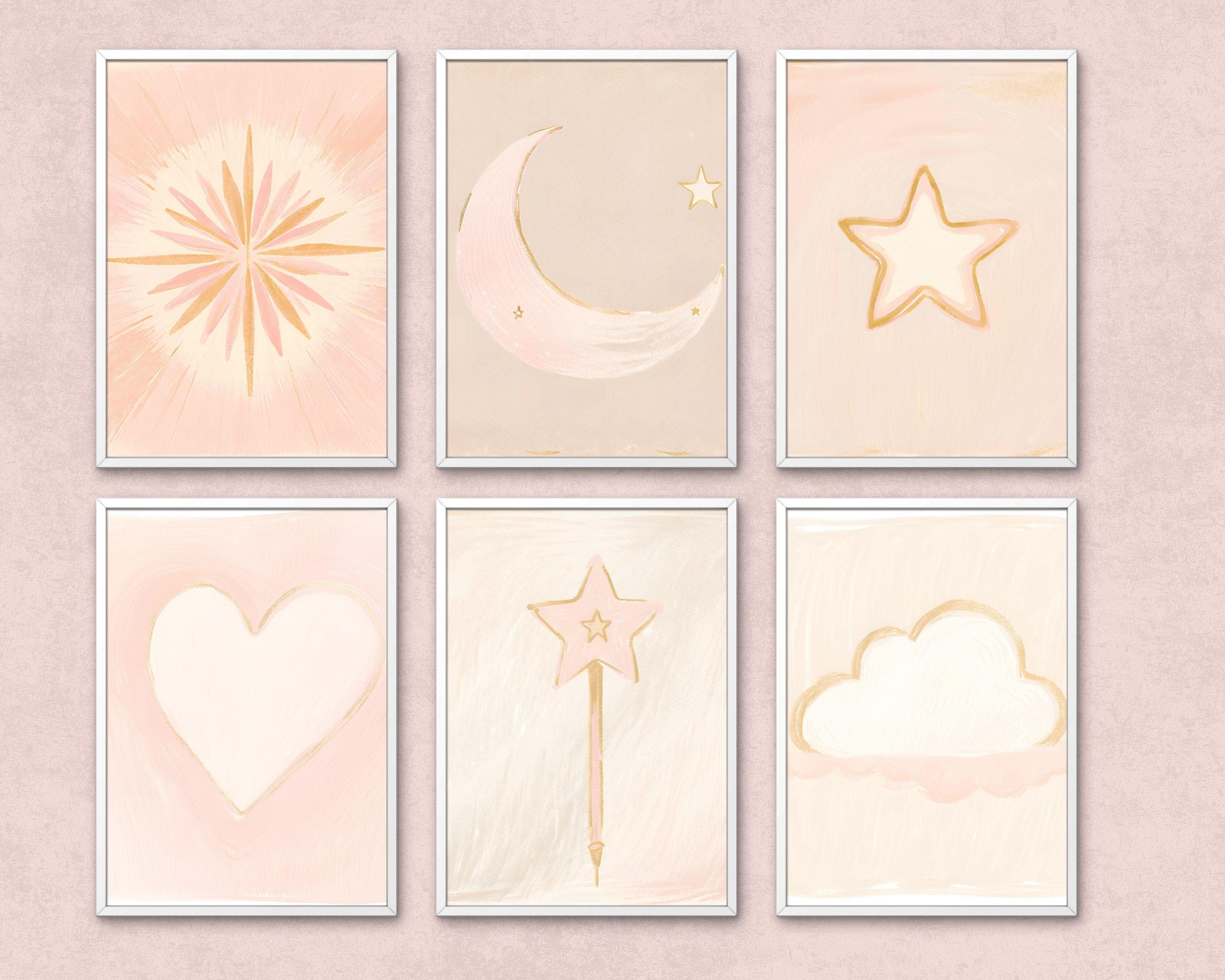 Neutral Beige Nursery Art Prints | Star, Moon, Heart Set (Digital Download) - image 3