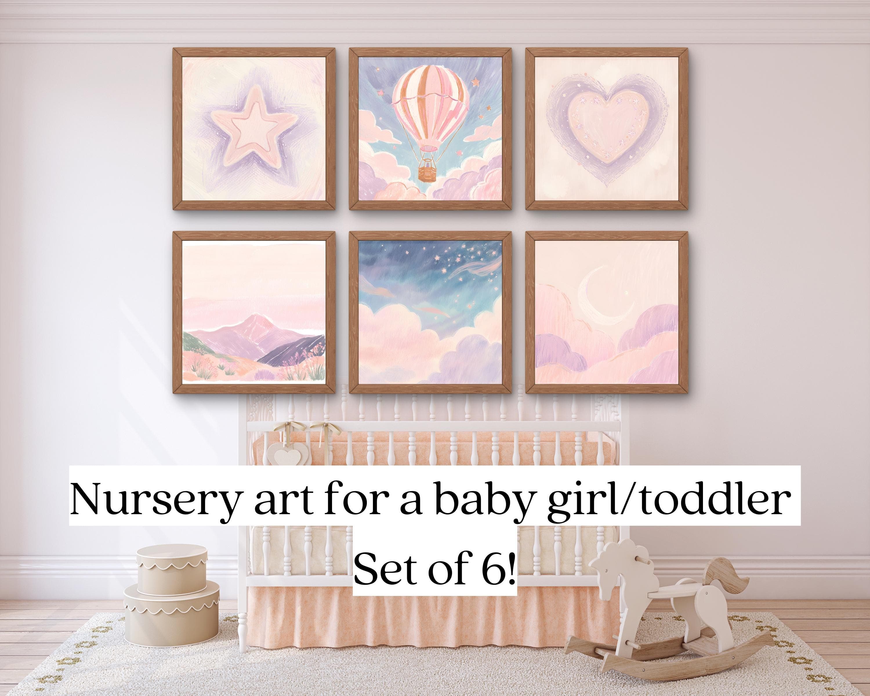 Pastel Nursery Art Set | Dreamy Stars, Heart, Hot Air Balloon (Digital Prints) - image 4