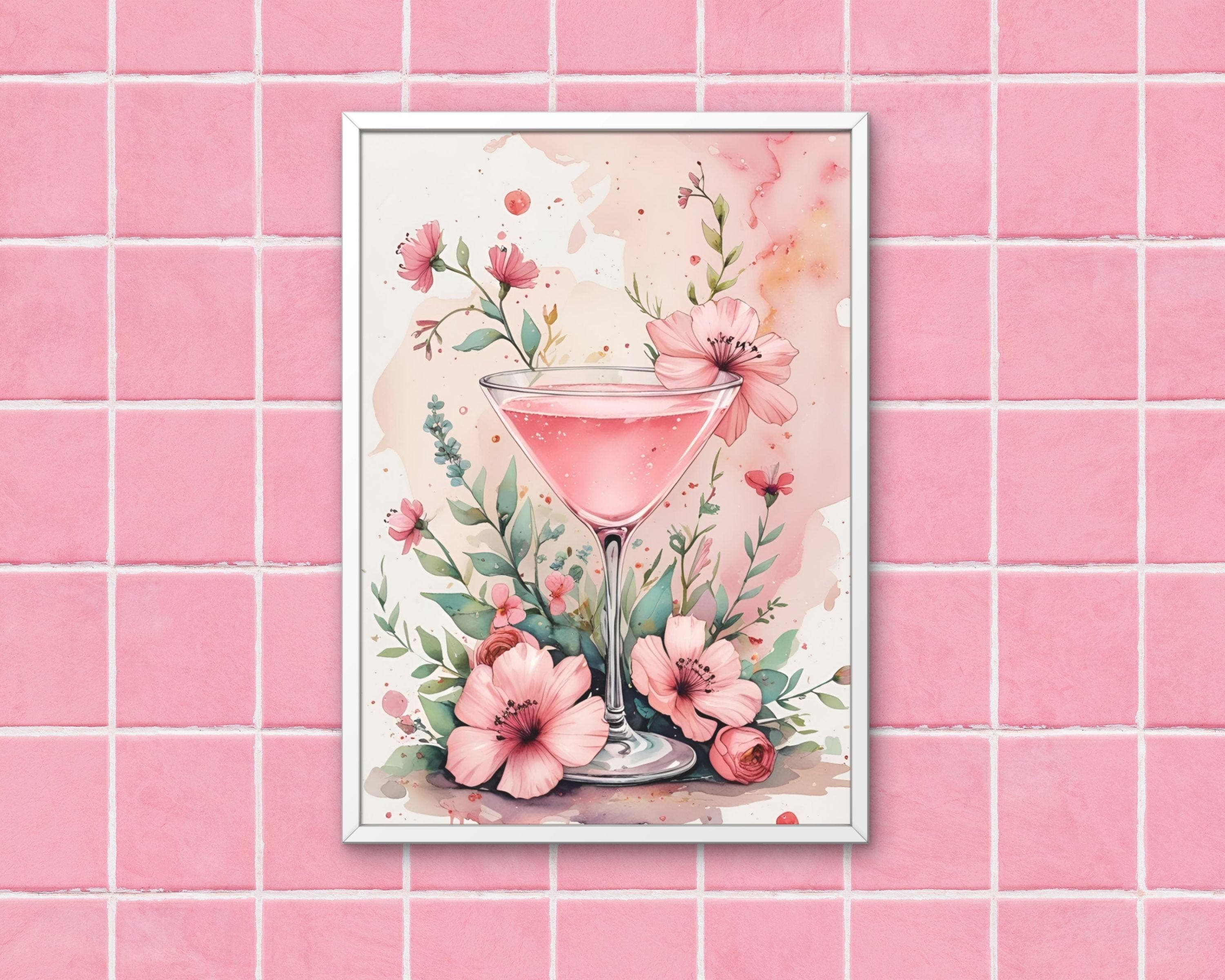 Coquette Cocktail Print | Pink Floral Girly Decor (Digital Download) - image 3