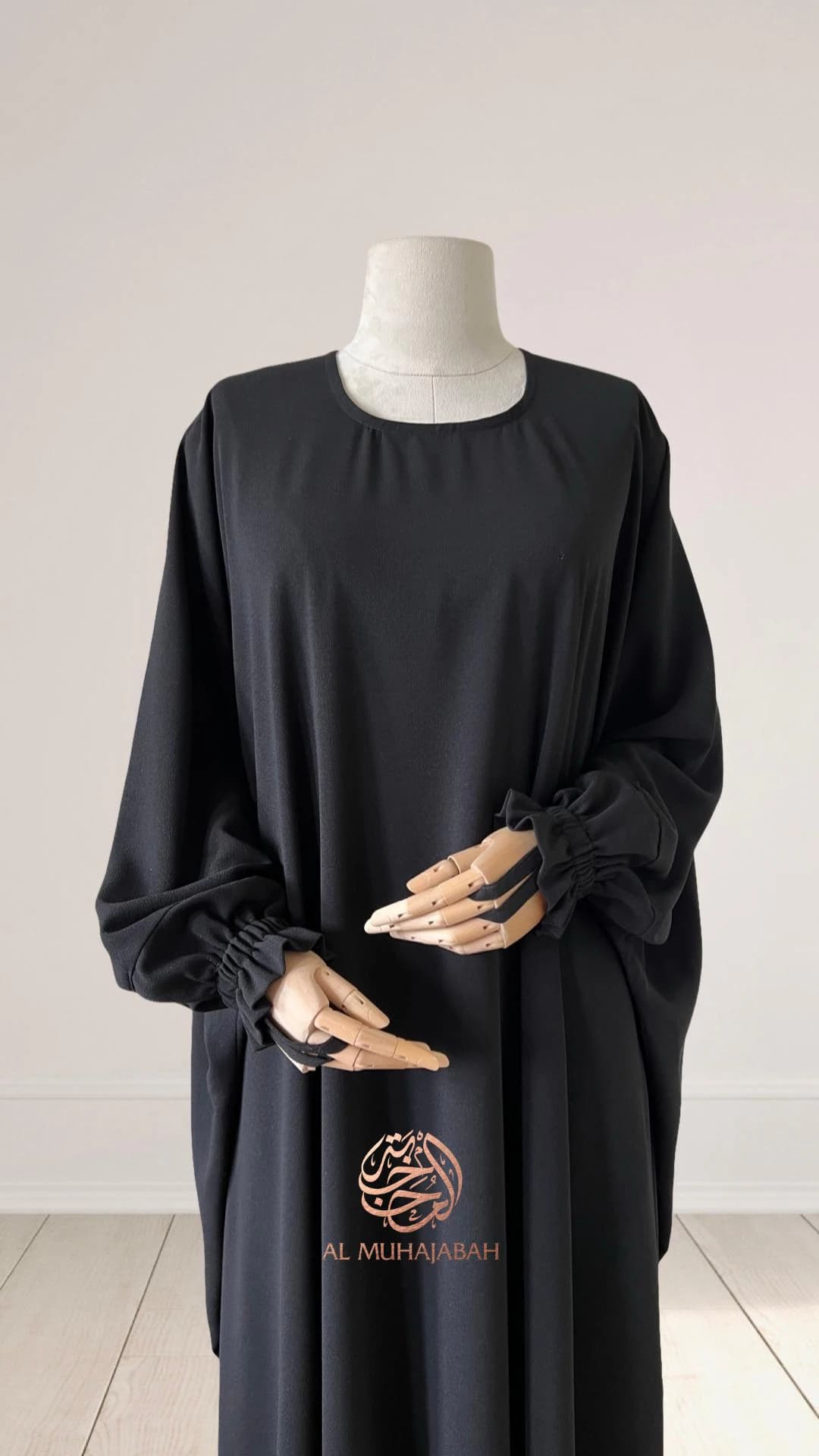 Butterfly Crepe Abaya, Elastic Ruffle Sleeves - image 2