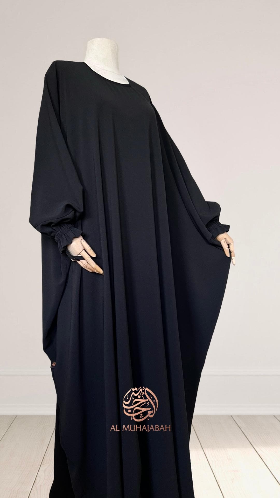 Butterfly Crepe Abaya, Elastic Ruffle Sleeves - image 3