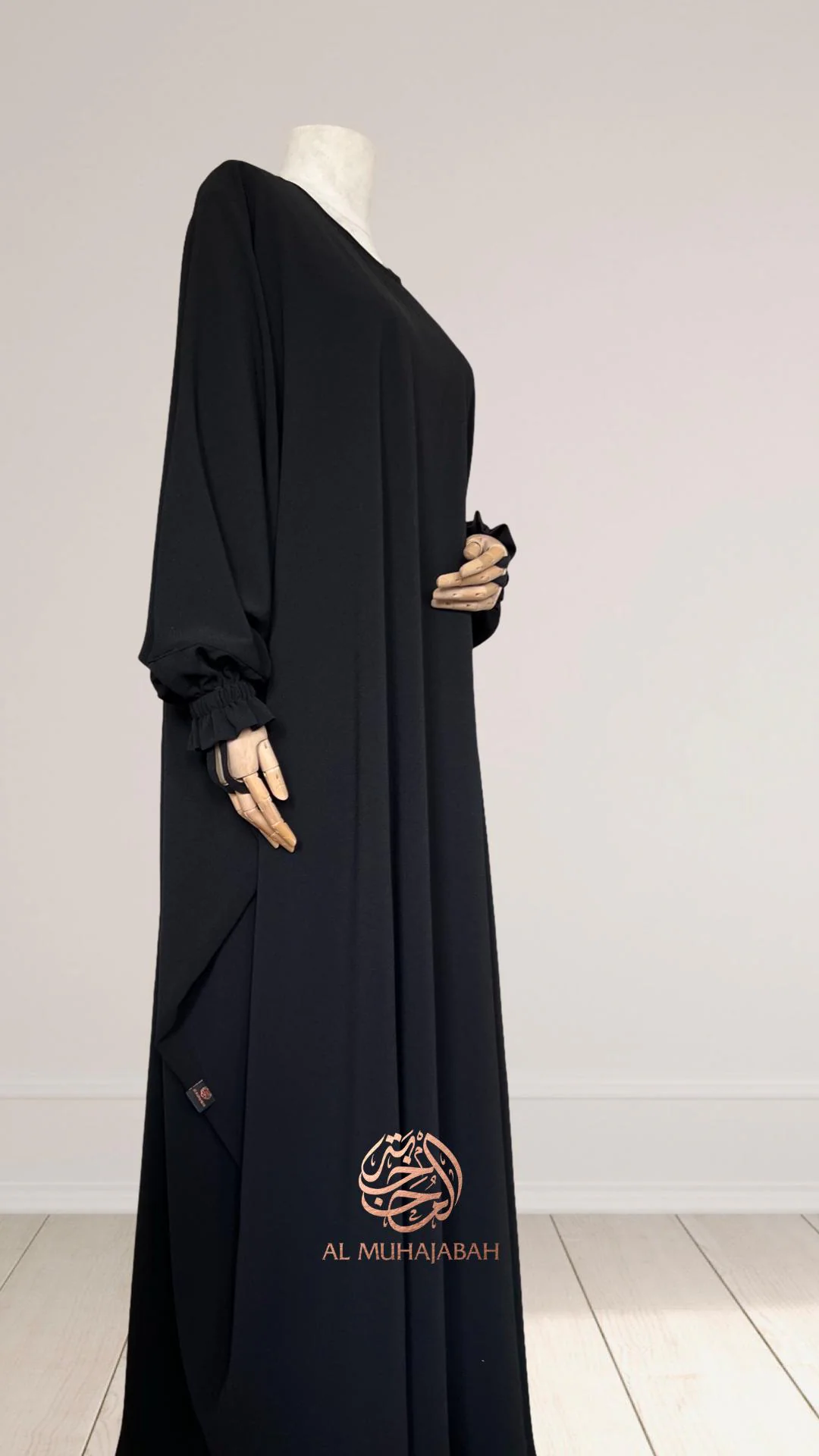 Butterfly Crepe Abaya, Elastic Ruffle Sleeves - image 4