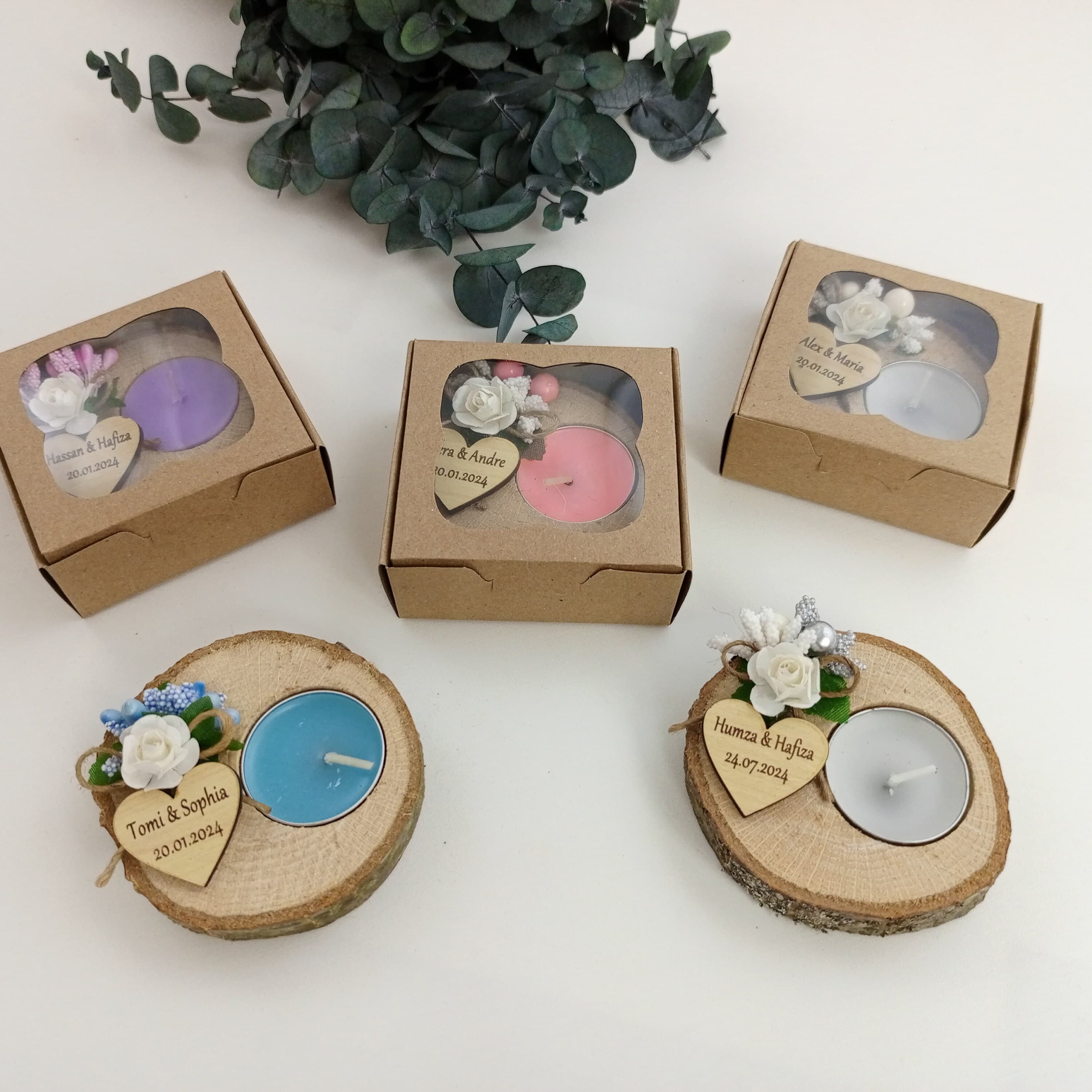 Personalized Wood Slice Candle Favors, Wedding, Shower, Party, Bulk (50pcs) - image 5