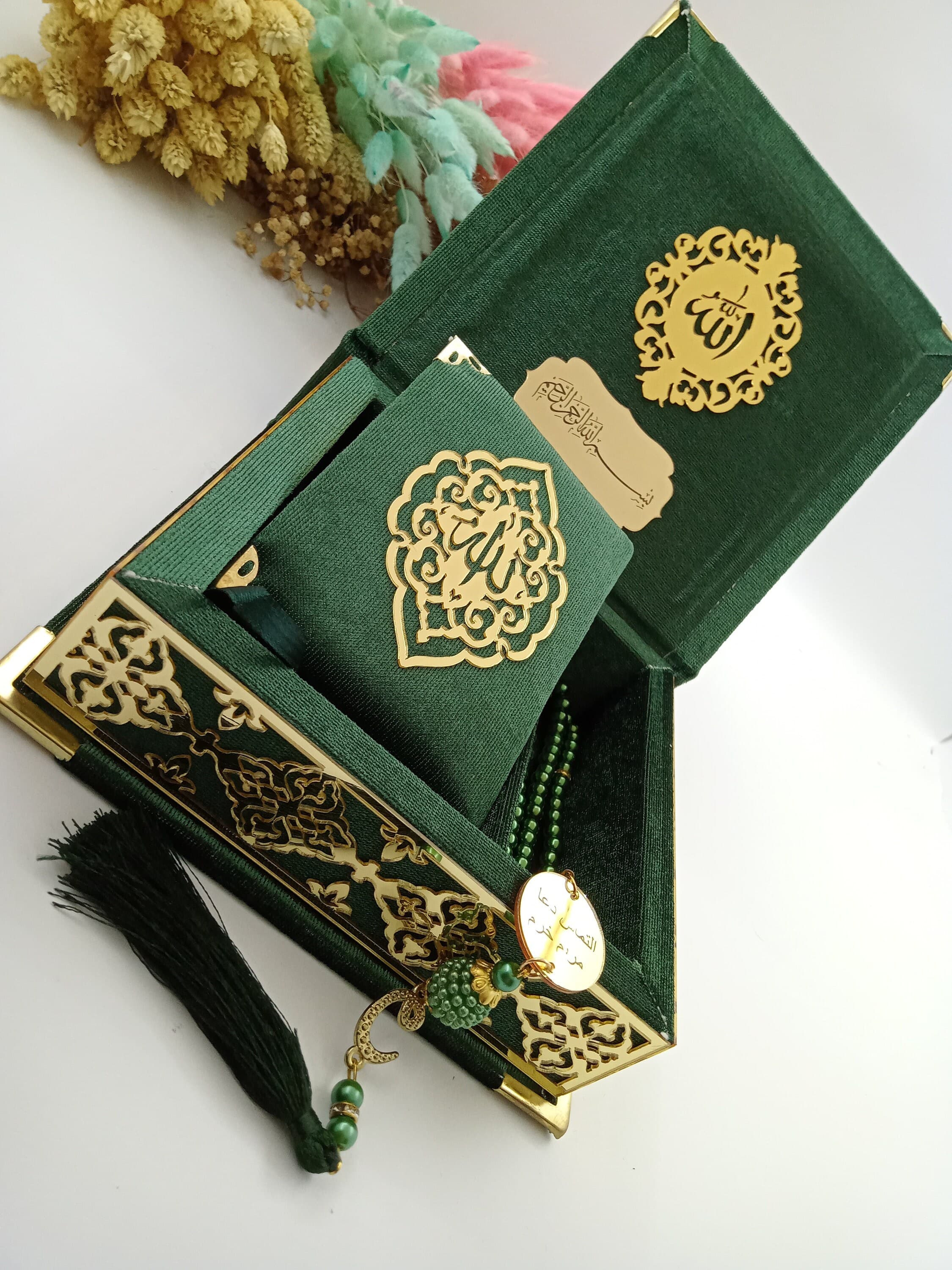 Personalized Velvet Quran Gift Set | Islamic Pearl Prayer Beads - image 3