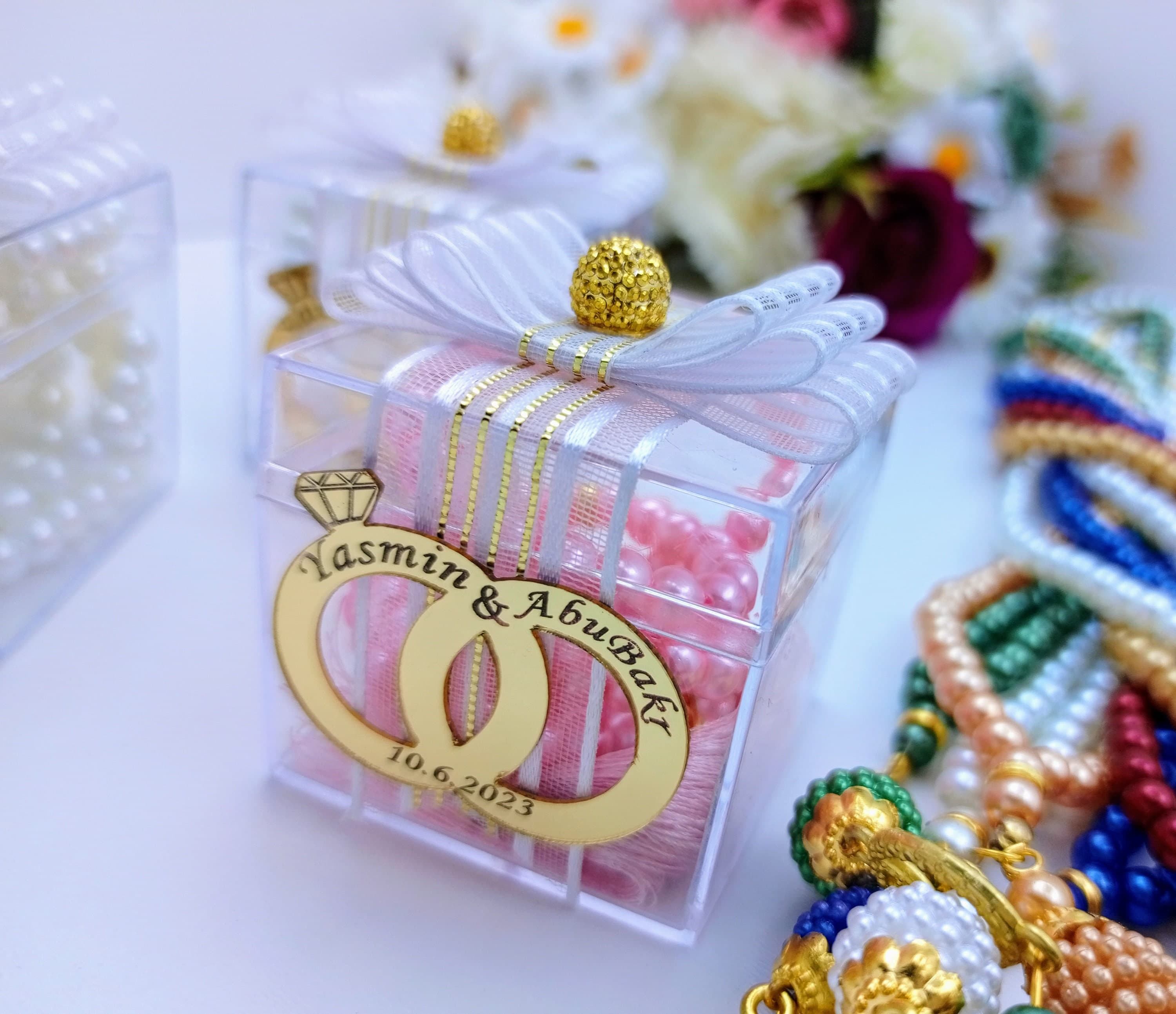 Personalized Pearl Tasbih, Muslim Wedding Favors, Eid Gift, Prayer Beads - image 3